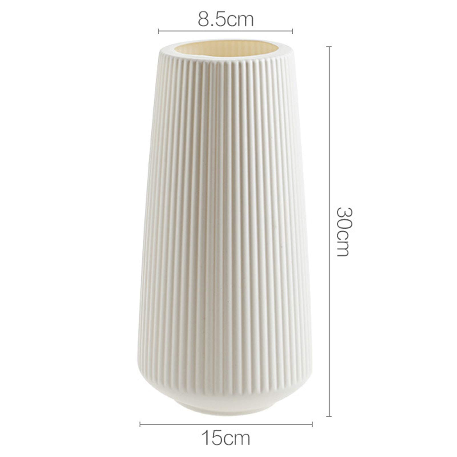 BARMI Unbreakable Pleated Plastic Flower Vase - 12 Inch Tall White Decorative Vase for Home & Office Decor | Perfect for Fresh Flowers, Centerpieces & Modern Interior Design