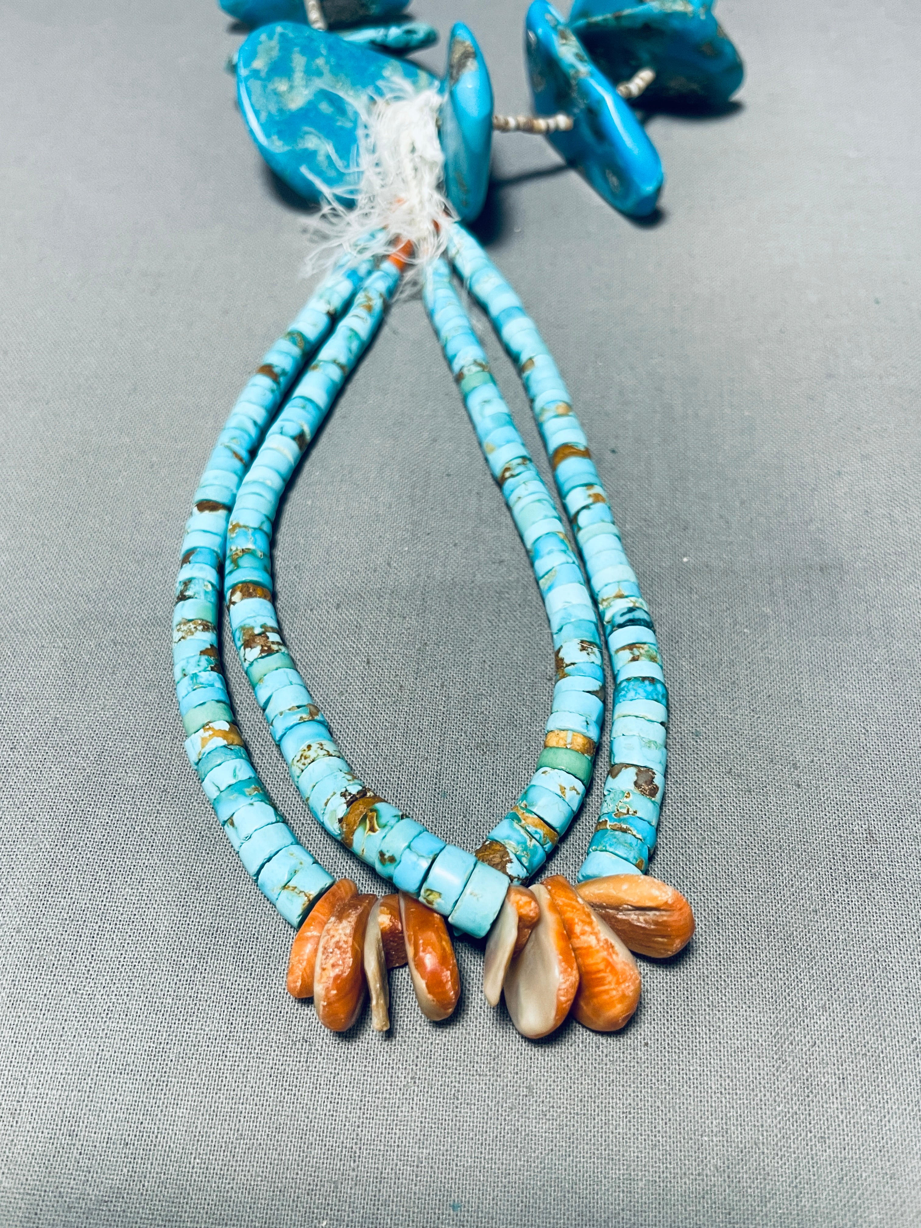Authentic Vintage Navajo Shell Jacla Necklace - 161 Grams Mid Century Handmade Jewelry for Boho Fashion, Native American Style & Special Occasions