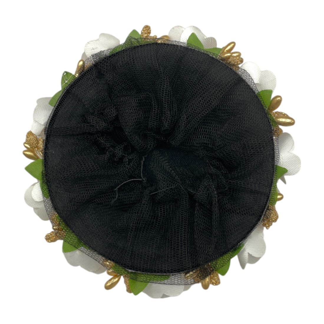 Maahal™ Floral Bun Juda Maker - White & Red Hair Accessories for Women & Girls | Perfect for Weddings, Parties & Festivals | Pack of 1