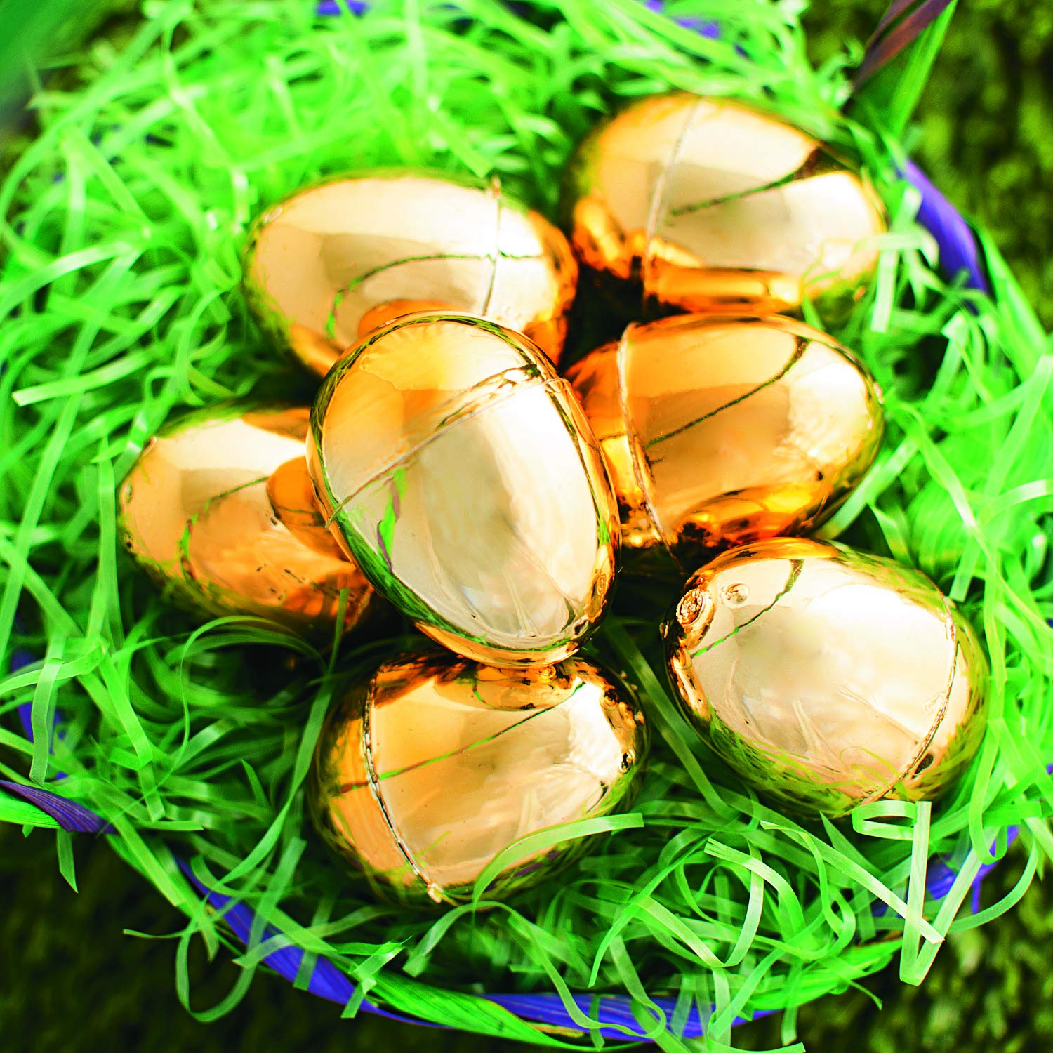 Golden Metallic Easter Eggs - 12 Pack Shiny Decorative Party Supplies for Easter Basket Stuffers, Egg Hunts & Spring Celebrations