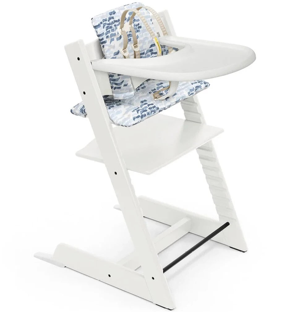 White with Waves Blue Cushion