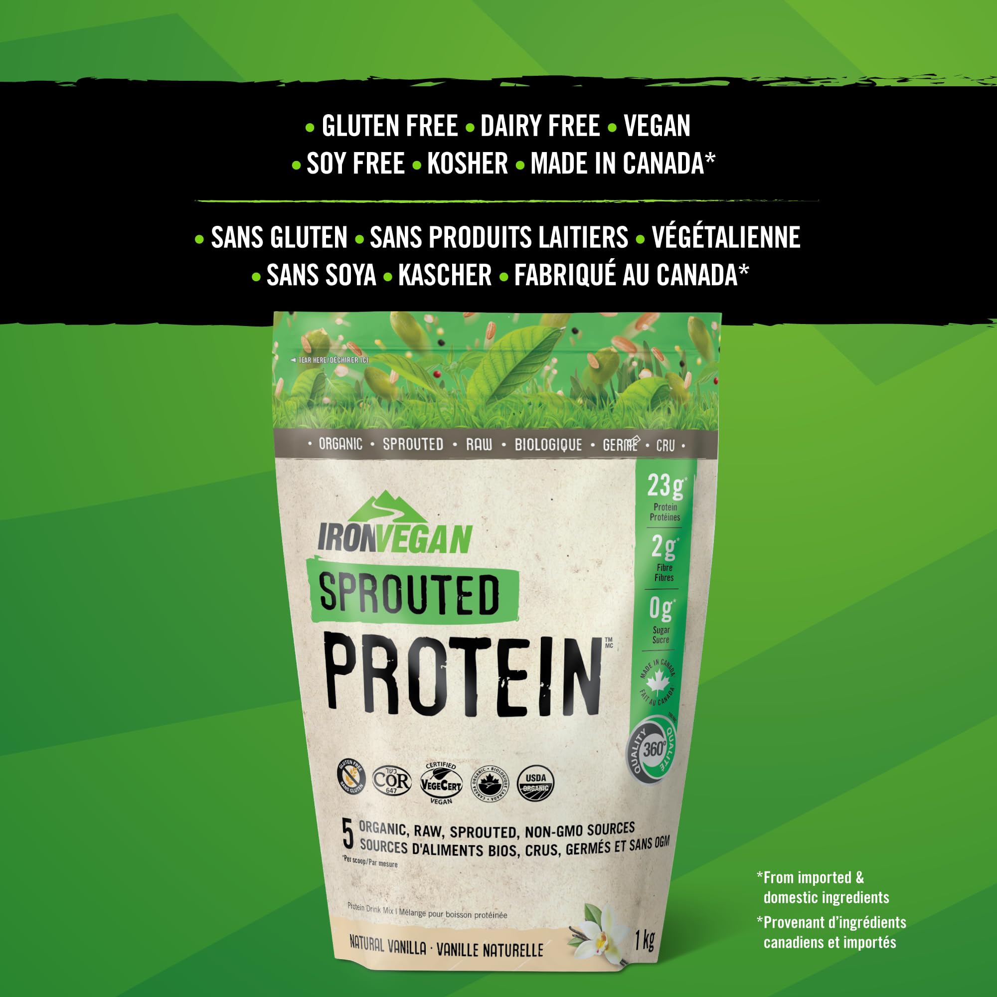 Organic Sprouted Vanilla Protein Powder - 1000g | Plant-Based Vegan Protein for Smoothies, Baking & Post-Workout Recovery