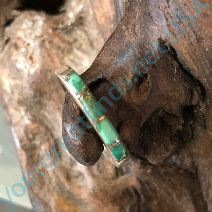 Sterling Silver Navajo Turquoise Inlay Row Ring - Size 6.5 - Handmade Southwest Jewelry for Women - Perfect for Boho, Western & Native American Fashion