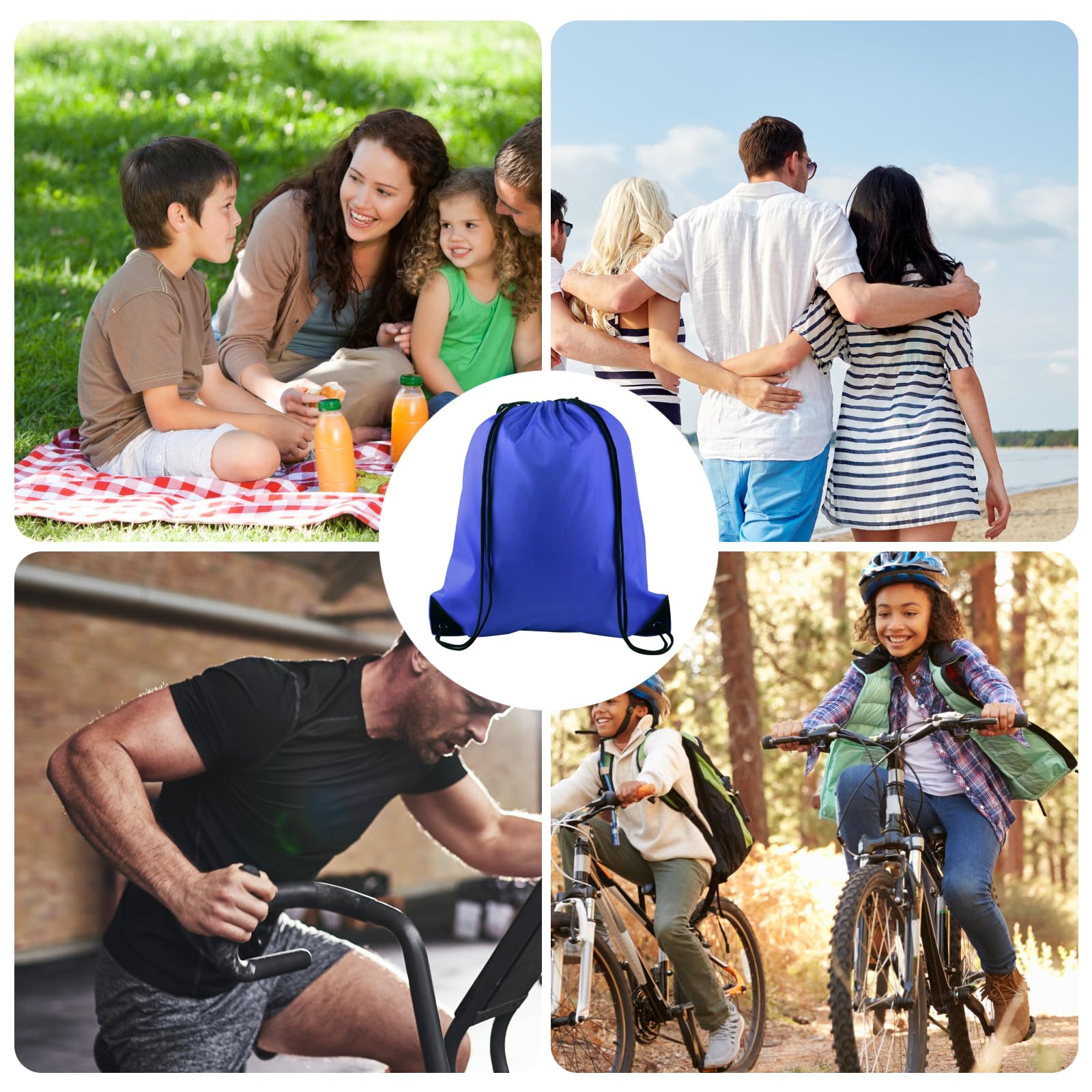 KUUQA 100Pcs Blue Drawstring Backpacks - Bulk String Bags for Sports, Gym, Travel & Storage | Lightweight Carry-On Bags for School, Beach, Camping & Shopping