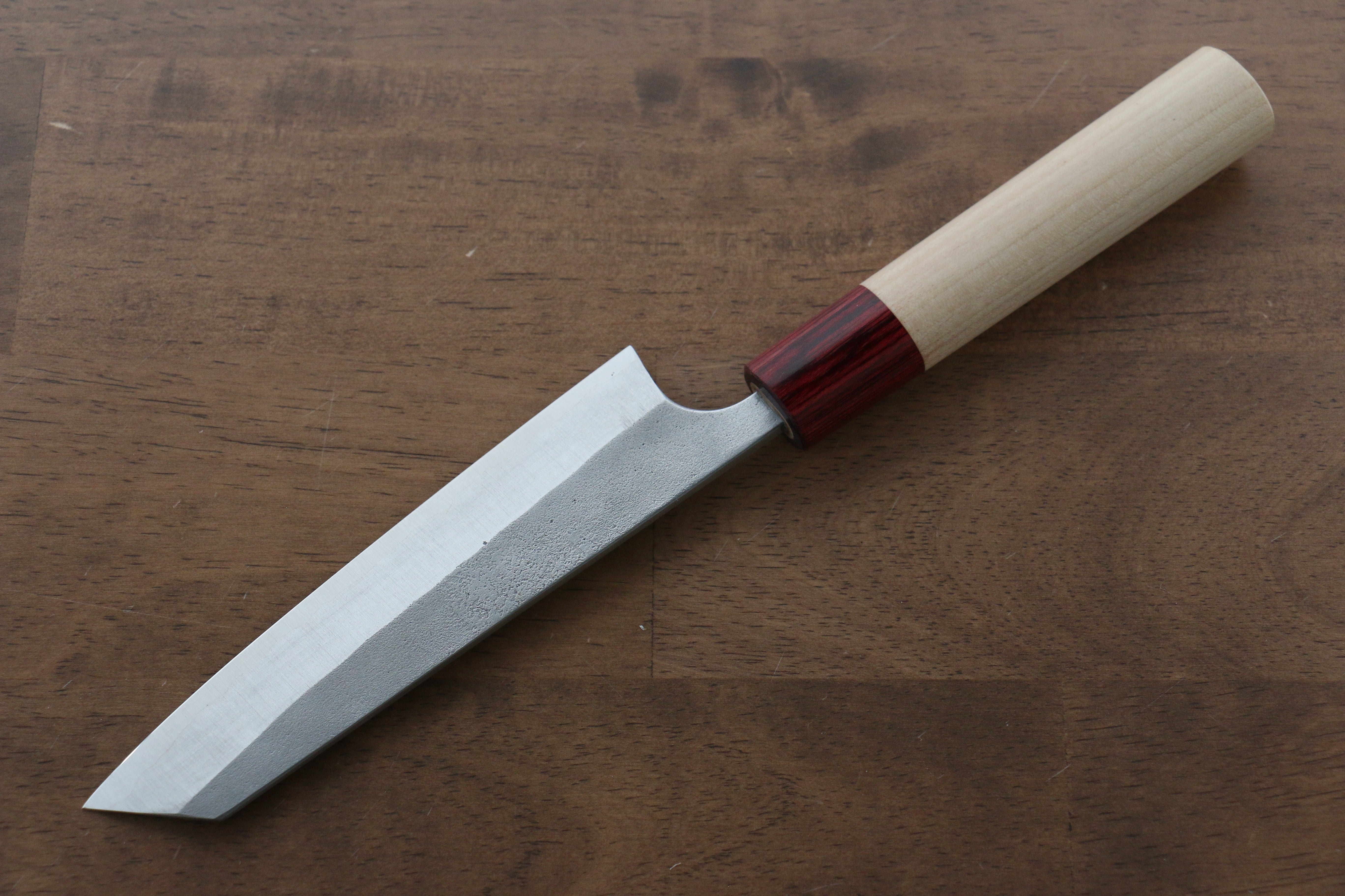 Masakage Yuki White Steel No.2 Nashiji Small Bunka Knife 130mm with Magnolia Handle - Japanese Chef Knife for Precision Slicing, Dicing & Vegetable Prep