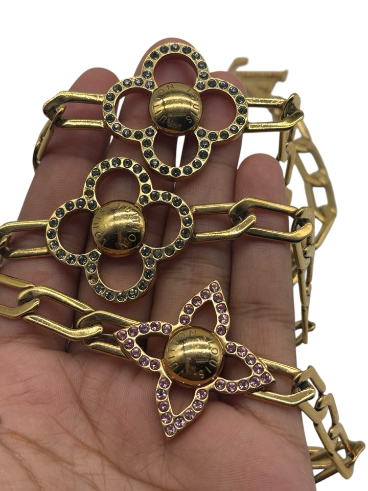 Louis Vuitton Flower Power Sautoir Necklace with Swarovski Crystals - Convertible Chain Belt for Women | Elegant Evening Wear & Boho Fashion Accessory