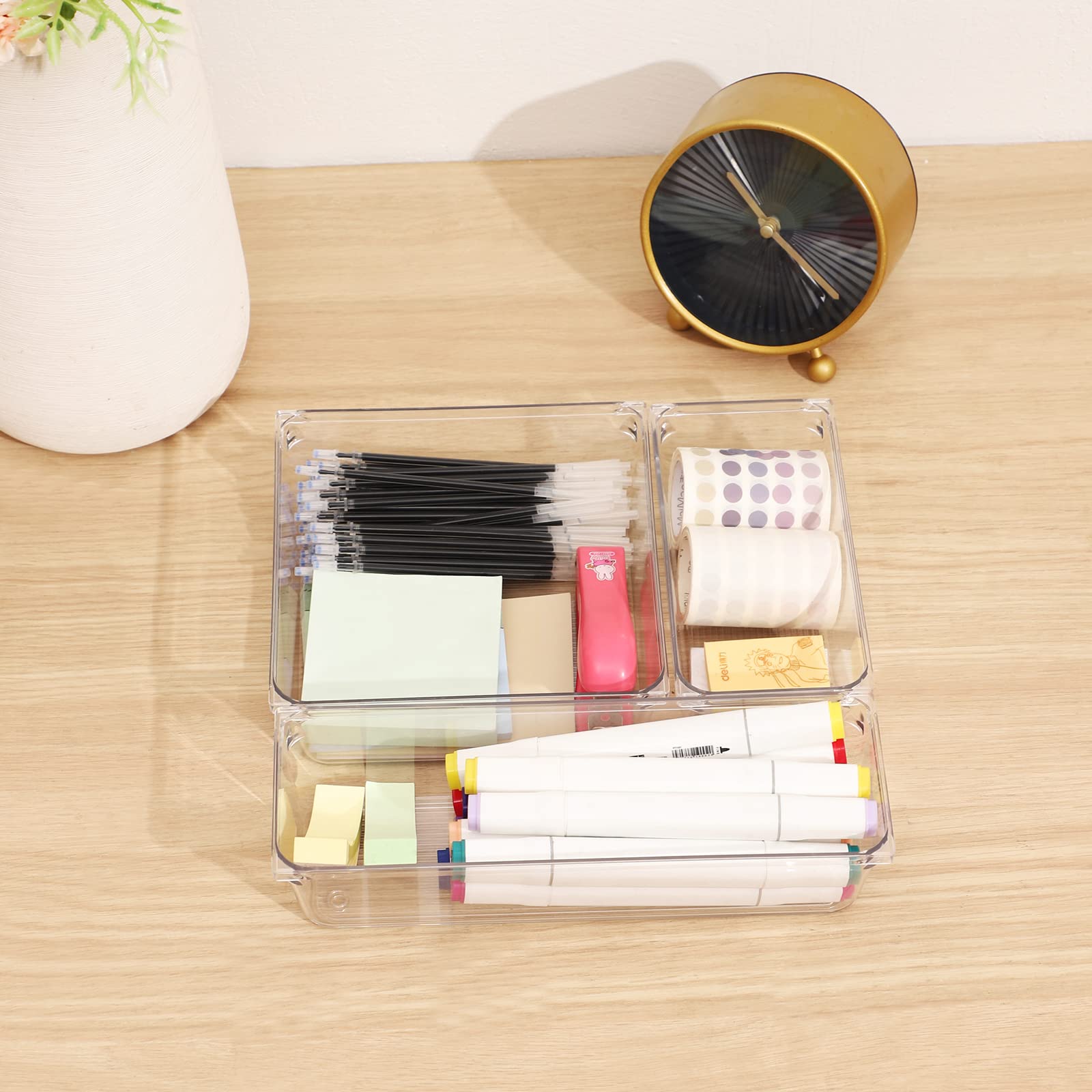 25-Piece Clear Acrylic Drawer Organizer Set - 4 Sizes Plastic Storage Bins for Makeup, Jewelry, Bathroom & Kitchen Organization - Perfect for Vanity, Office & Home Storage Solutions