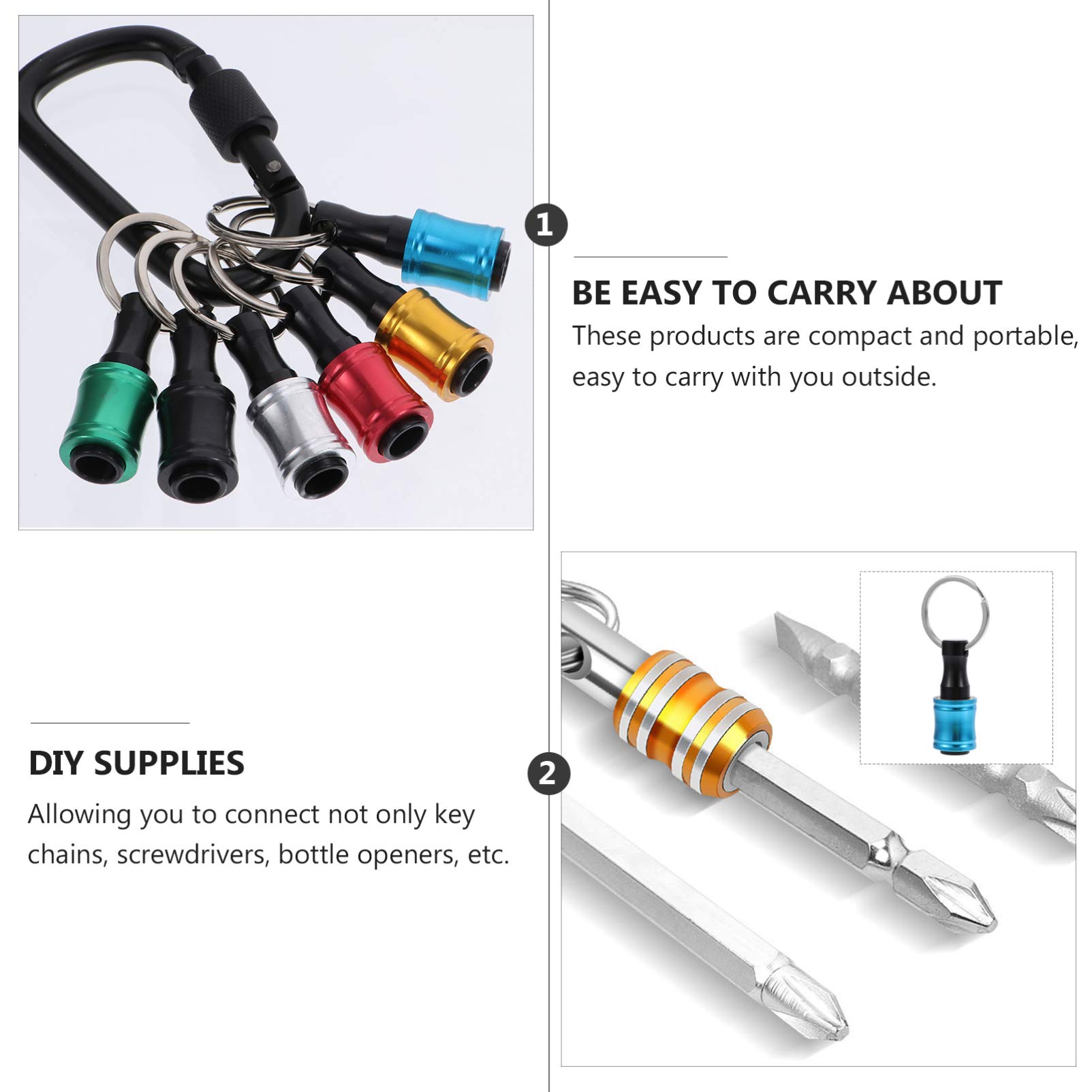 6-Piece Magnetic Key Chain Screwdriver Bit Holder Set - Rust-Proof & Wear-Resistant Socket Adapters for DIY Tools & Portable Keychain Accessories - Perfect for Home Repairs, Car Maintenance & On-the-Go Fixes