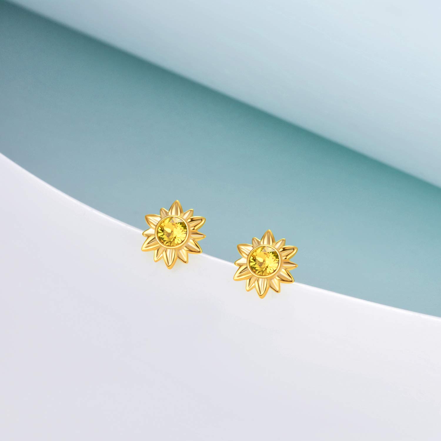 AOBOCO Sterling Silver Flower Stud Earrings with Sparkling Crystals | Elegant Jewelry Gift for Women, Mom, Wife | Perfect for Birthday, Christmas, Anniversary & Special Occasions