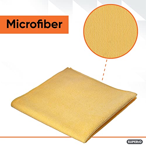 Premium Yellow Microfiber Cleaning Cloths - 16x16 Inch Super Absorbent, Lint-Free & Reusable - Perfect for Cars, Kitchen, Bathroom & Household Cleaning (12-Pack) - Streak-Free Shine Without Detergents - Ideal for Car Detailing, Glass Cleaning & Dusting Surfaces