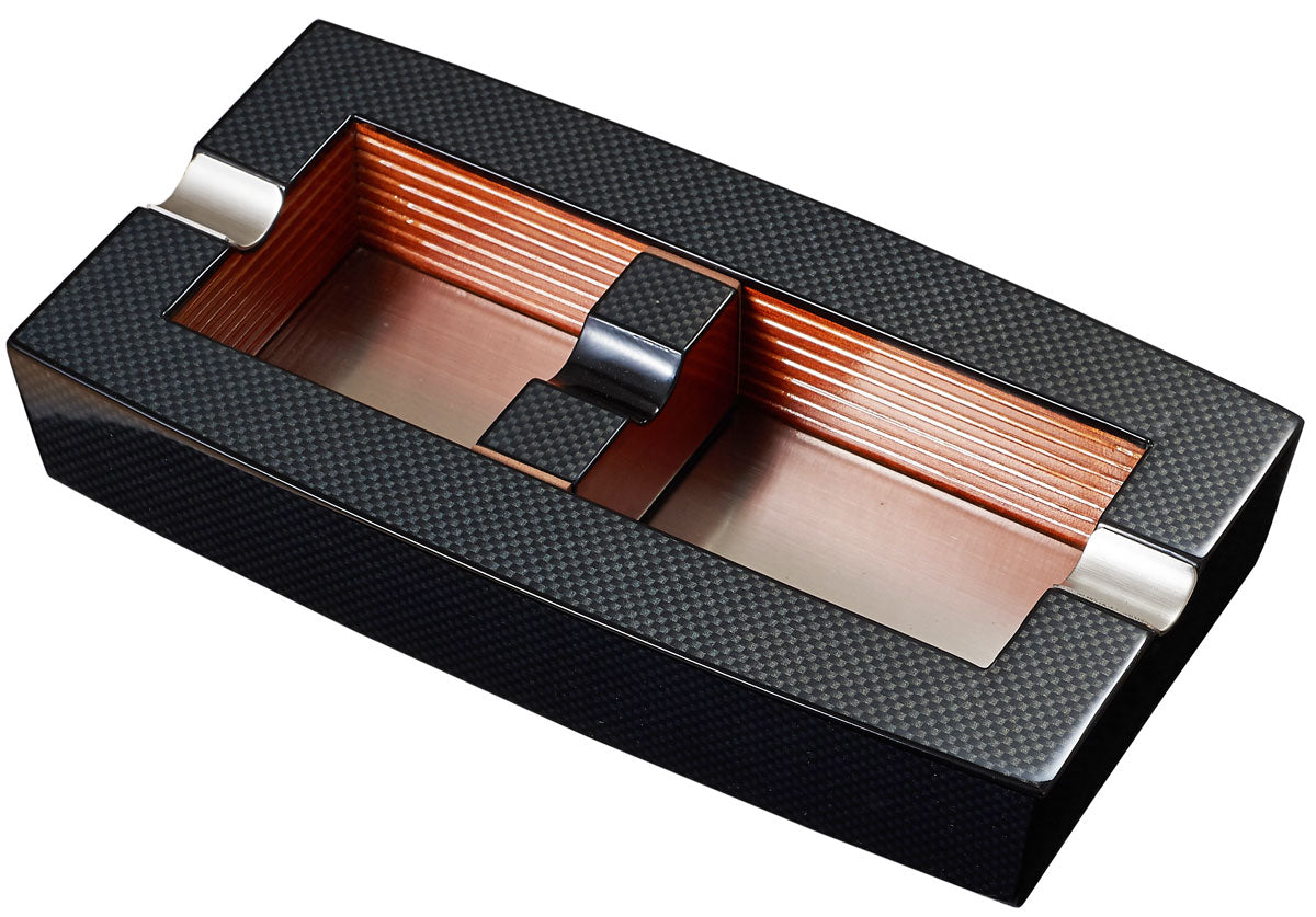Premium Normandy Carbon Fiber Elongated Wood Cigar Ashtray - Luxury Smoking Accessory for Cigar Lovers, Perfect for Home, Office & Outdoor Use