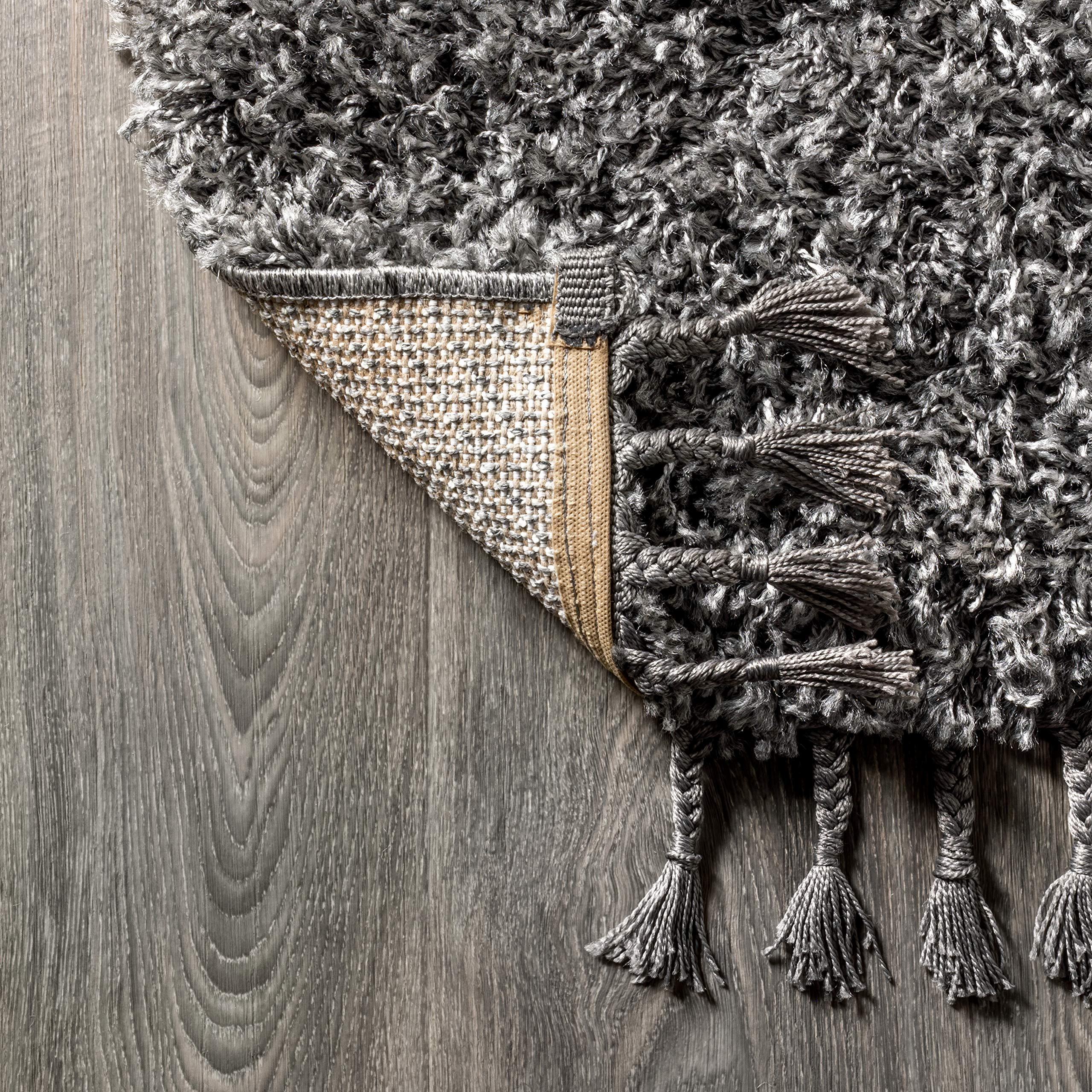 JONATHAN Y MCR100B-5 Mercer Shag Plush Tassel Area Rug 5x8 Feet - Soft Bohemian Modern Indoor Rug for Living Room, Bedroom & Kitchen - Easy-Cleaning Charcoal Gray with Decorative Tassels - Perfect for Cozy Home Decor & Boho Chic Spaces