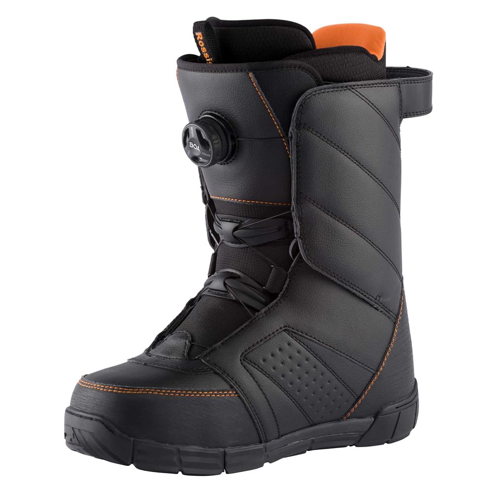 Rossignol Crank BOA Men's Snowboard Boots - Black & Orange - Size 10 - Comfortable & Durable for All-Mountain Riding, Freestyle & Park Snowboarding
