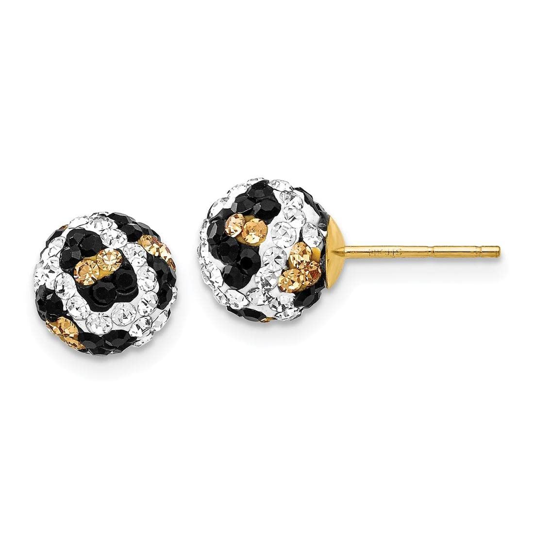 14K Yellow Gold Crystal Leopard Stud Earrings - 8mm Post Earrings for Women | Elegant Animal Print Jewelry for Parties, Date Nights & Special Occasions