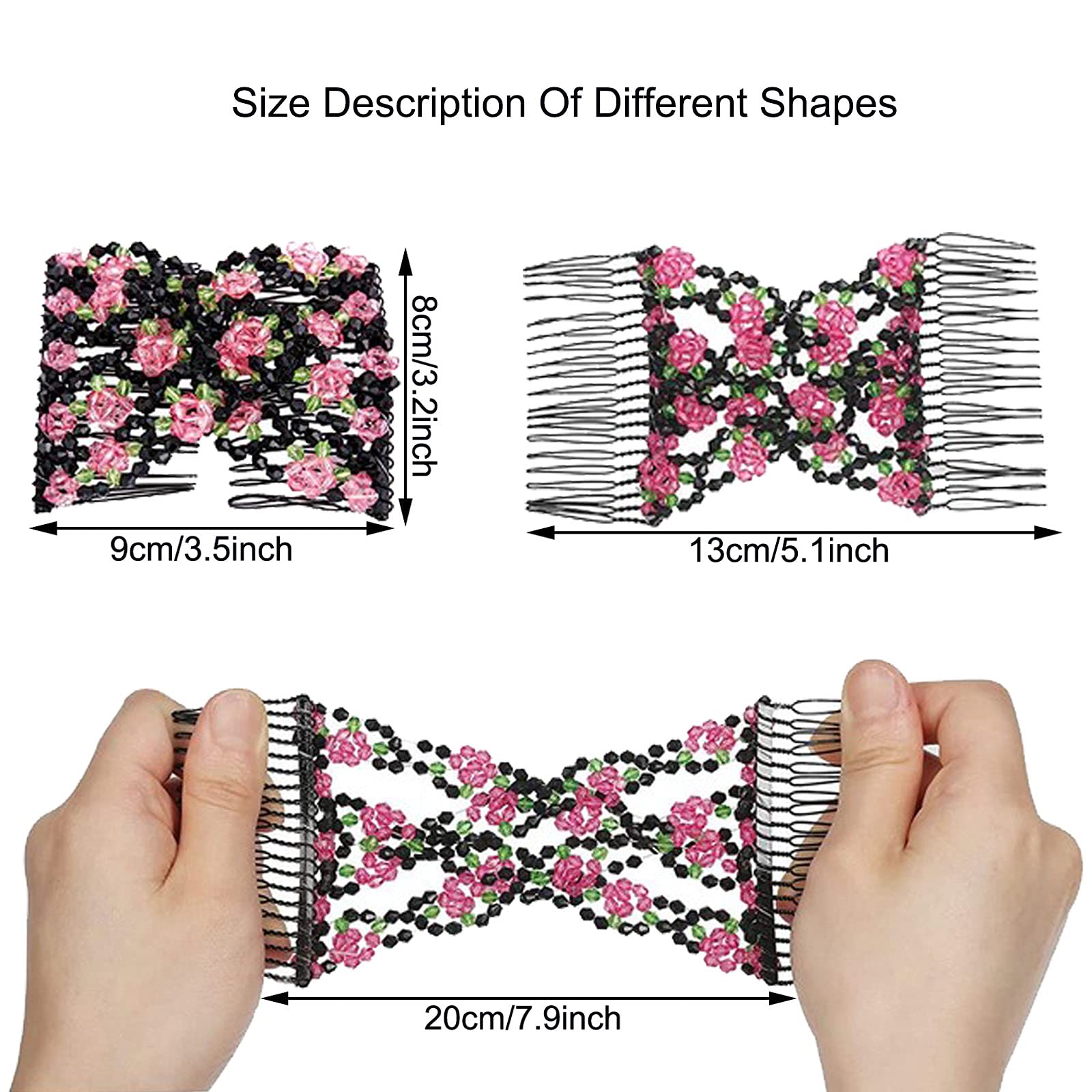 Elegant Crystal Hair Comb Clips Set - 5pcs Beaded Hair Slides & Elastic Combs for Women & Girls | DIY Styling Accessories for Weddings, Parties & Everyday Wear