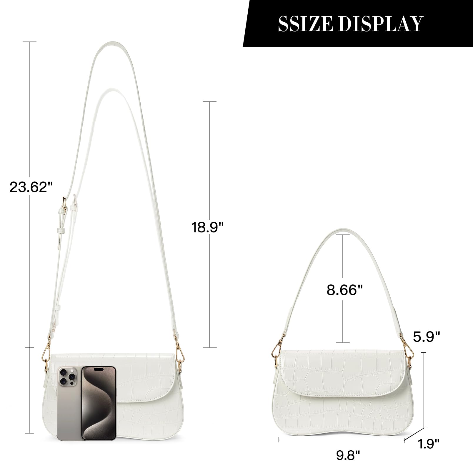 Telena Vegan Leather Shoulder Bag for Women - Crossbody Purse with 2 Removable Straps | Stylish & Functional Handbag for Work, Travel & Everyday Use