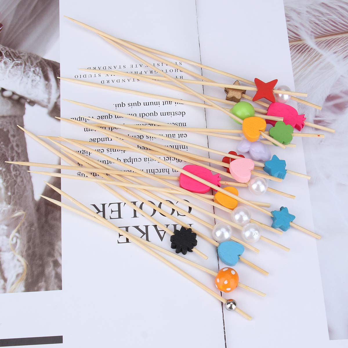 100pcs Colorful Fruit Picks for Cocktails, Desserts & Party Platters - Cabilock Reusable Plastic Skewers for Appetizers, Cheese, Fruits & Snacks - Perfect for Weddings, BBQs & Entertaining