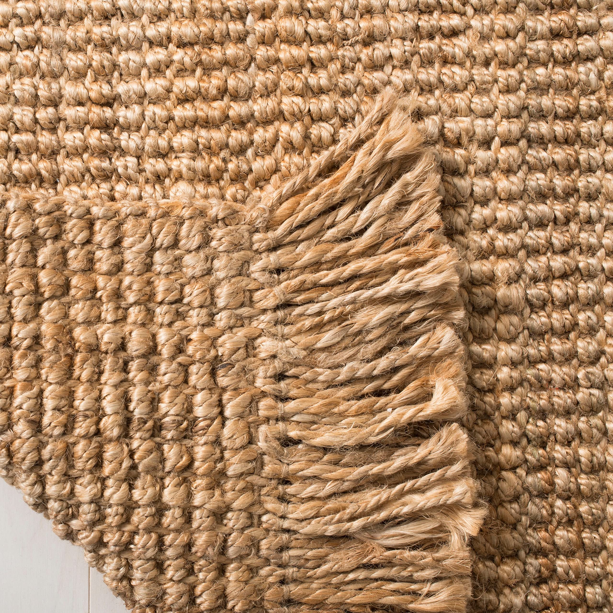 SAFAVIEH Handmade Natural Jute Area Rug 8' x 10' - Farmhouse Style with Fringe, Eco-Friendly Fiber for Living Room & Bedroom | Durable for High Traffic Areas | Perfect for Boho, Coastal & Rustic Home Decor (NF876B)