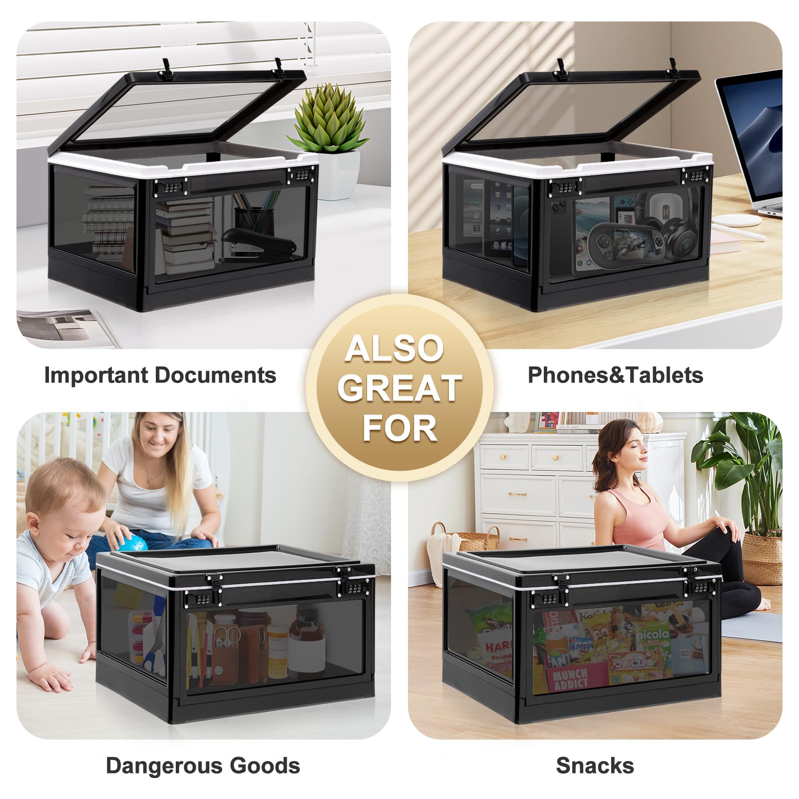 Secure Lock Box for Office & Home - Combination Storage for Valuables & Snacks