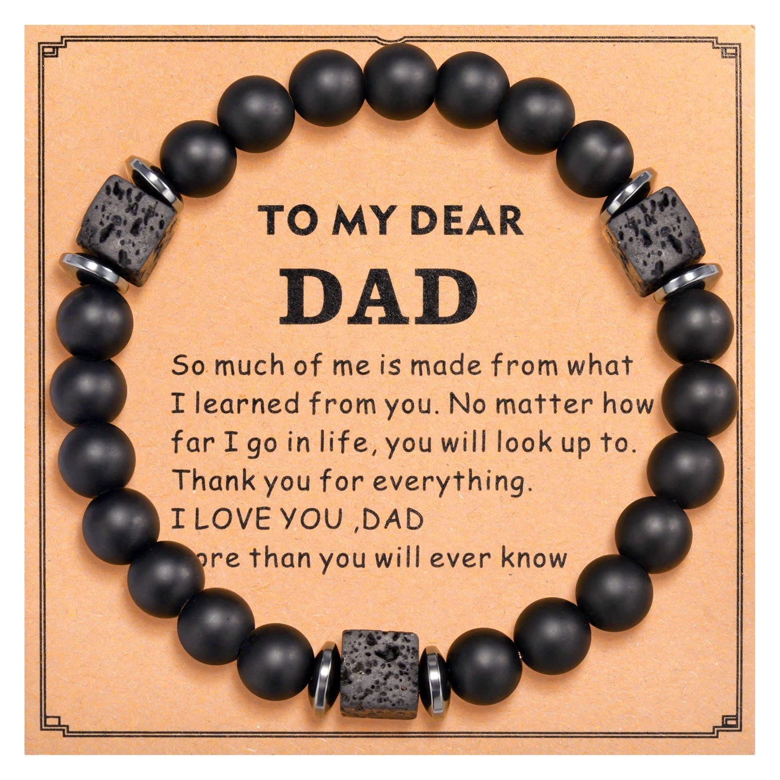 FANCIBAND Natural Stone Bead Bracelet for Men - Perfect Gift for Dad, Grandpa, Stepdad, Boyfriend, Brother | Father's Day, Christmas, Valentine's Day, Birthday, Retirement Gift | Handmade Adjustable Beaded Bracelet for Casual Wear & Special Occasions