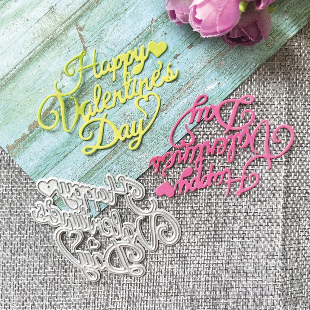 Valentine's Day Metal Cutting Dies for Card Making - Alphabet Letter Stencils, Holiday Phrases Die Cut Templates for DIY Scrapbooking, Photo Albums & Craft Decorations | Perfect for Greeting Cards, Wedding Invitations & Home Decor Projects