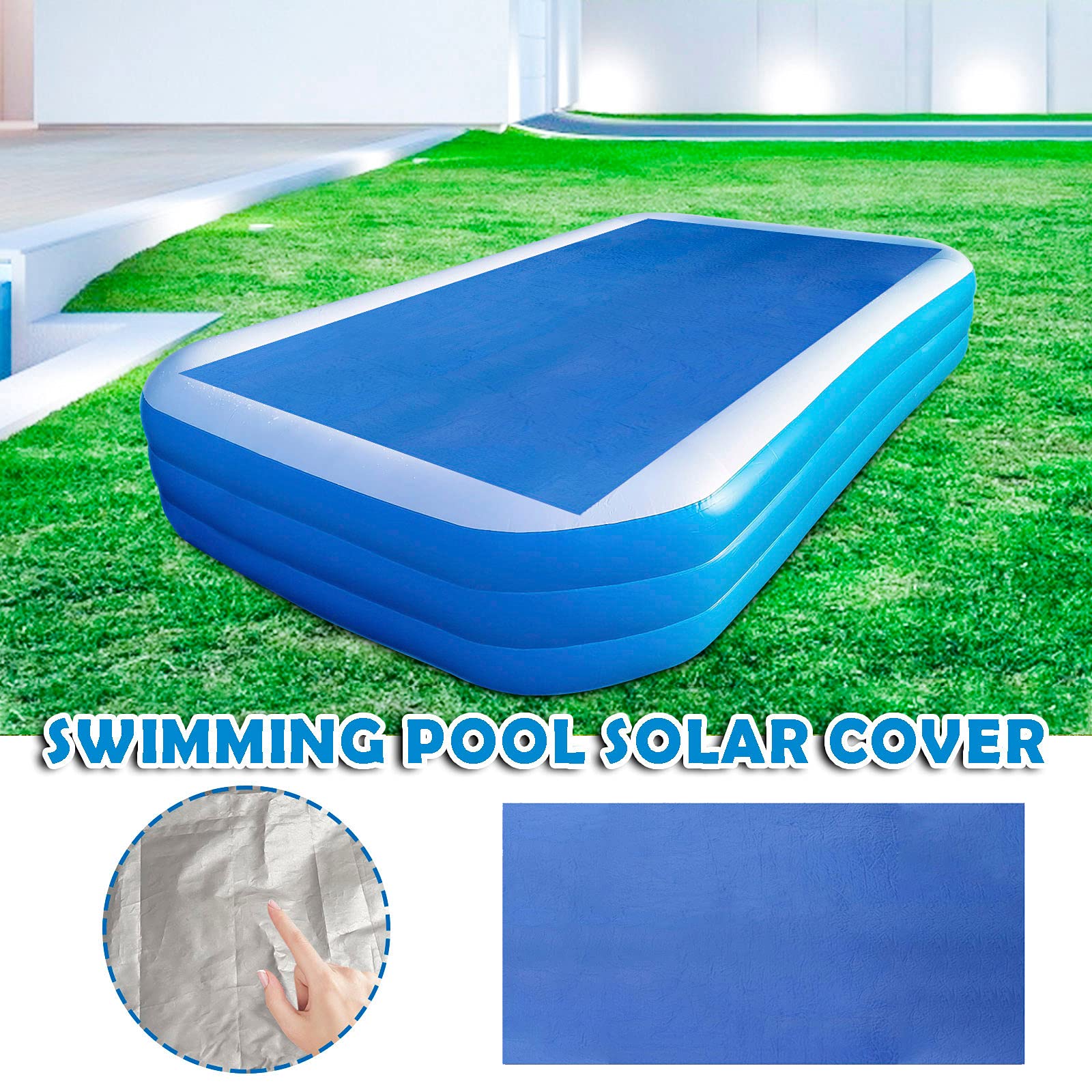Juesi Solar Pool Cover Rectangle for Above Ground Pools - Thermal Inflatable Swimming Pool Heater Cover, Reduces Water Evaporation & Keeps Water Warm (118 x 72 Inch) - Perfect for Backyard, Inground & Outdoor Pools