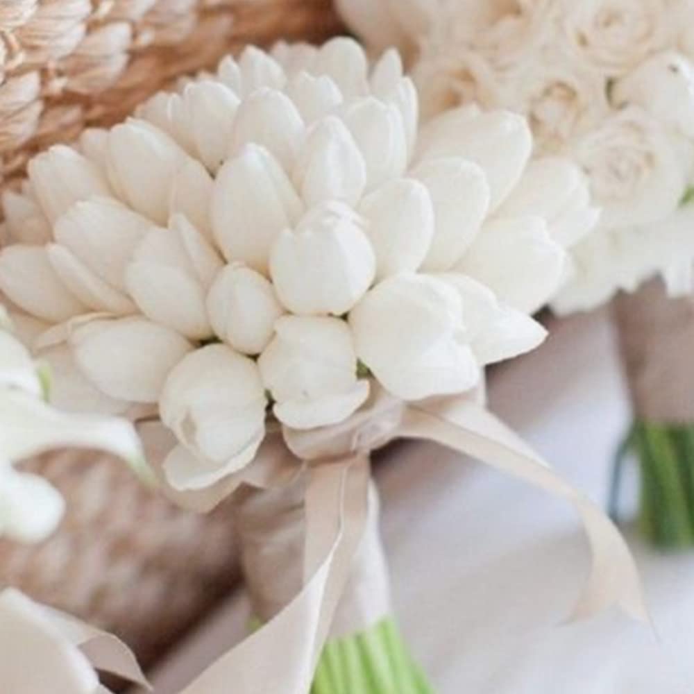 24PCS White Tulips Artificial Flowers - Real Touch Fake Tulips for Home Decor, Wedding Bouquet, Party Centerpieces, Baby Shower & Bridal Decor | Lifelike Silk Flowers for Table, Vase & Event Decoration