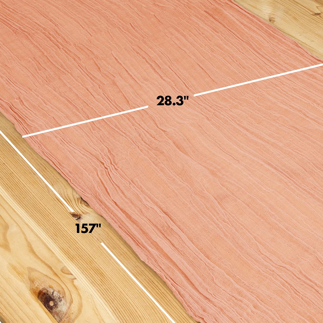 Koyal Wholesale Extra Long Dark Orange Gauze Table Runner 28.3 x 157-Inch - Farmhouse Cheesecloth Tablecloth for Rustic Weddings, Boho Parties & Holiday Dining Decor