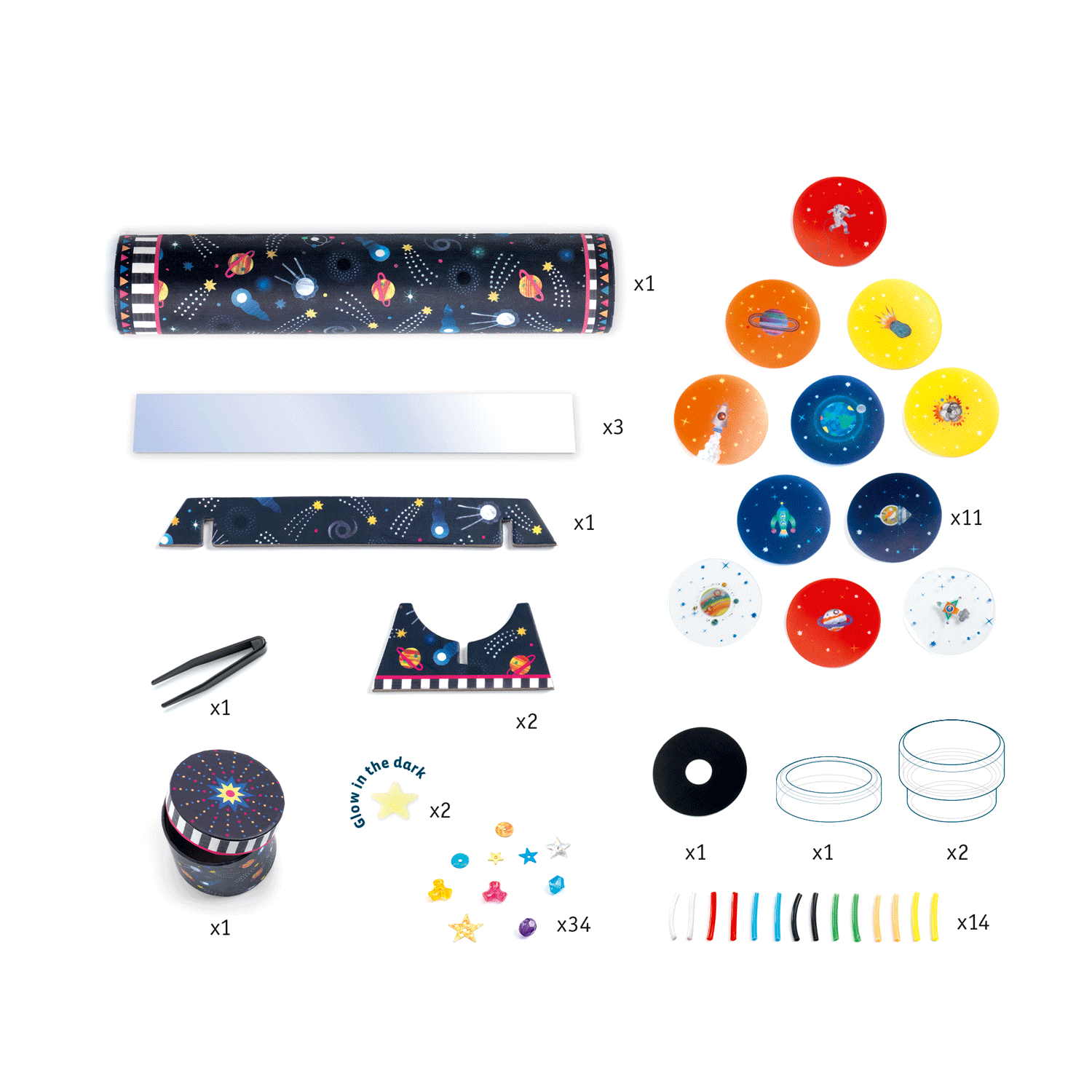 DIY Space Kaleidoscope Kit by Djeco – Fun STEM Educational Toy for Kids, Creative Science Project & Sensory Play Activity