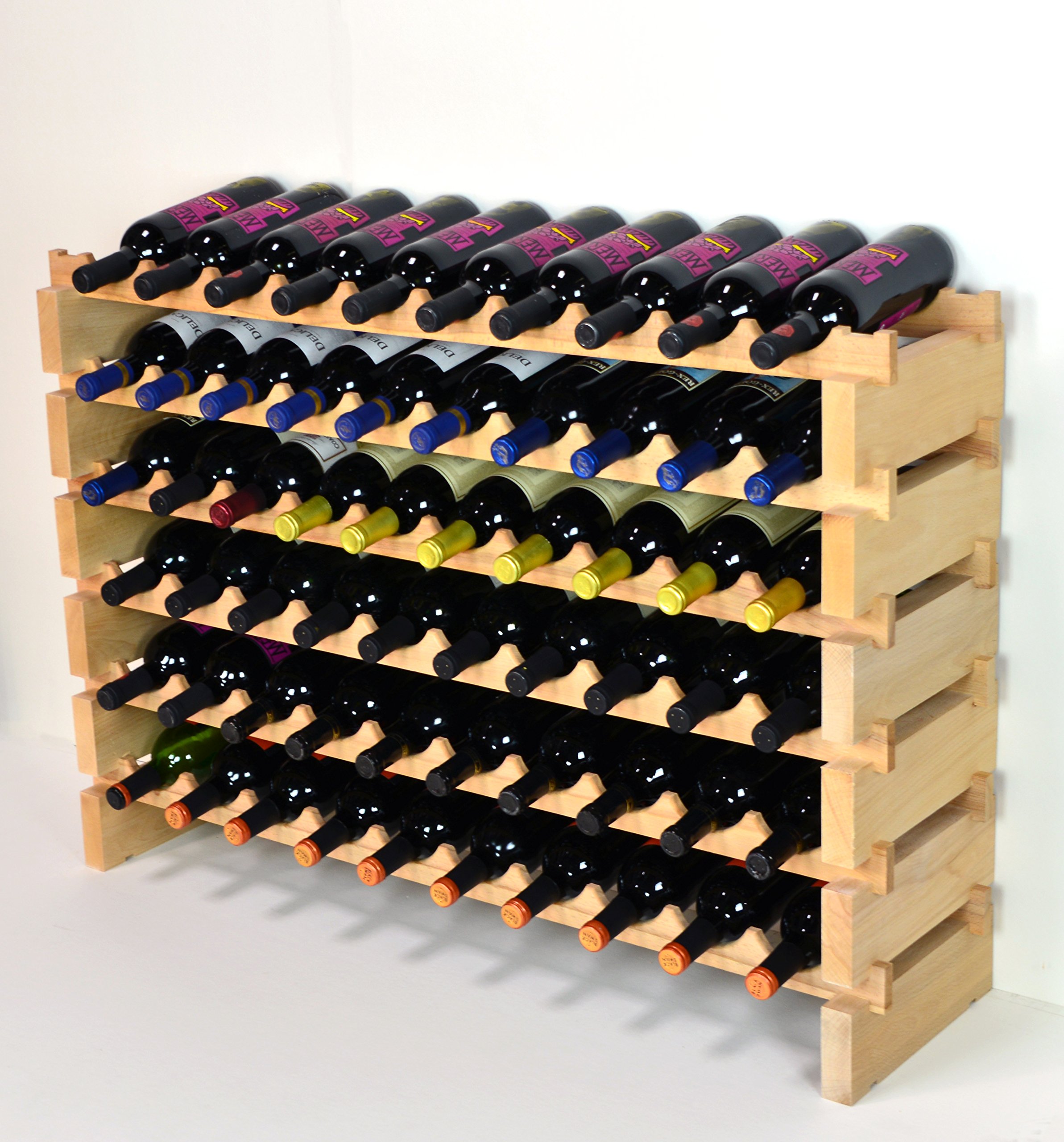 Premium Modular Hardwood Wine Rack - Holds 60 Bottles (10 Bottles x 6 Shelves) | Space-Saving Storage for Home Cellar, Kitchen, Bar & Restaurant Display