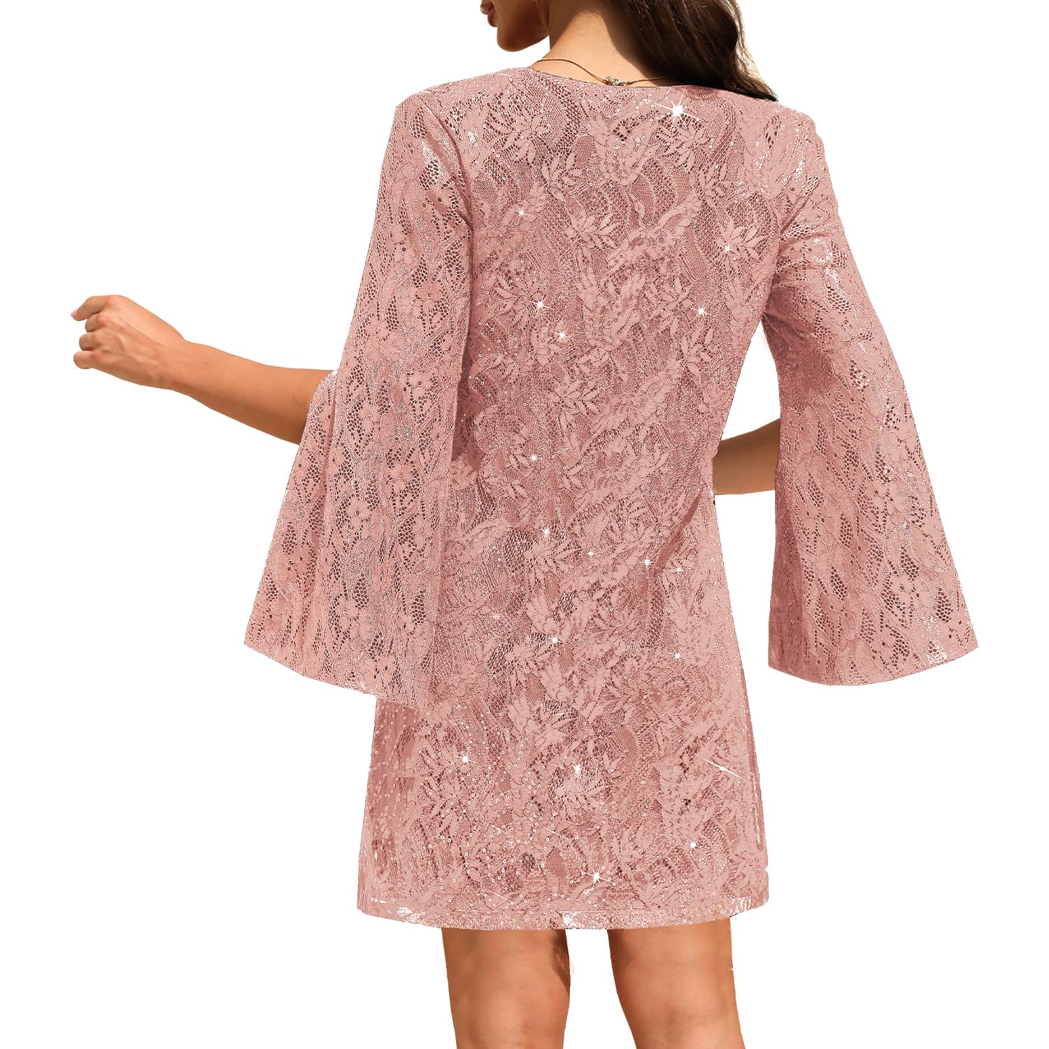 Elegant Women's Lace Sequin Cocktail Dress for Wedding Guest, Prom & Formal Events | Perfect for Evening Parties, Dinners & Special Occasions
