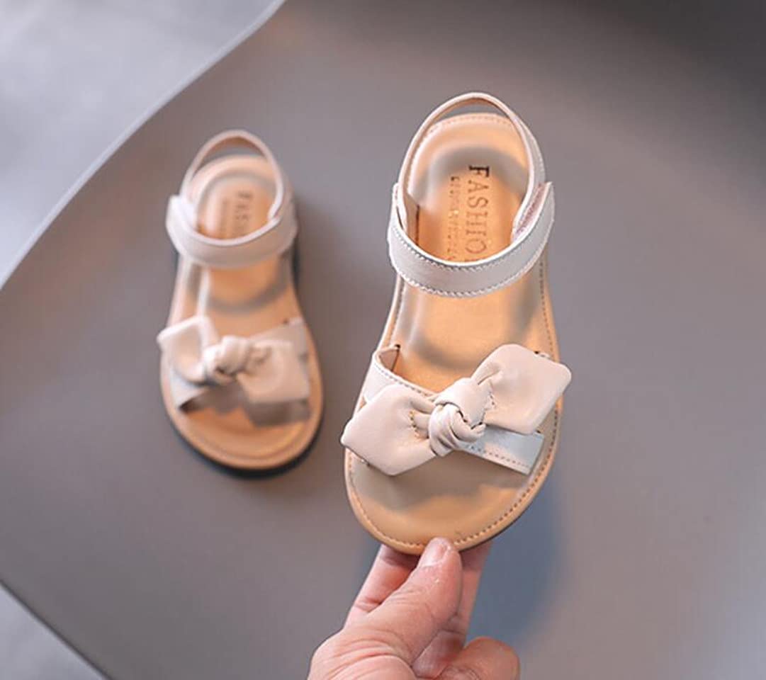 Little Girls' Open Toe Casual Sandals with Bow - Summer Outdoor Princess Dress Shoes for Toddlers | Perfect for Beach, Park, and Party Wear