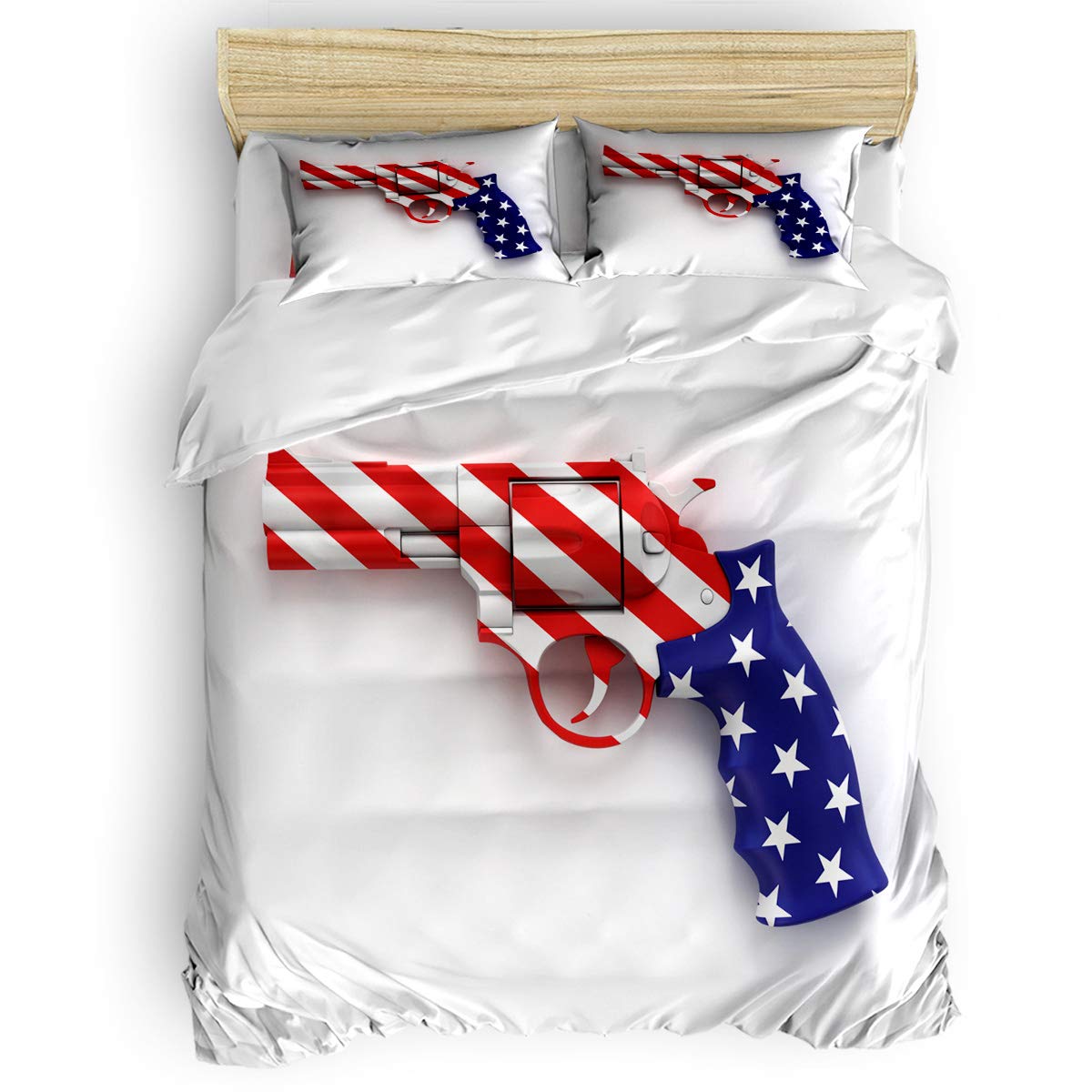 American Flag Patriotic Bedding Set Queen Size - Ultra Soft 4 Piece Duvet Cover with 2 Decorative Pillow Shams - USA Themed Bedspread & Sheets - Perfect for Memorial Day, 4th of July & Veterans Day Decor