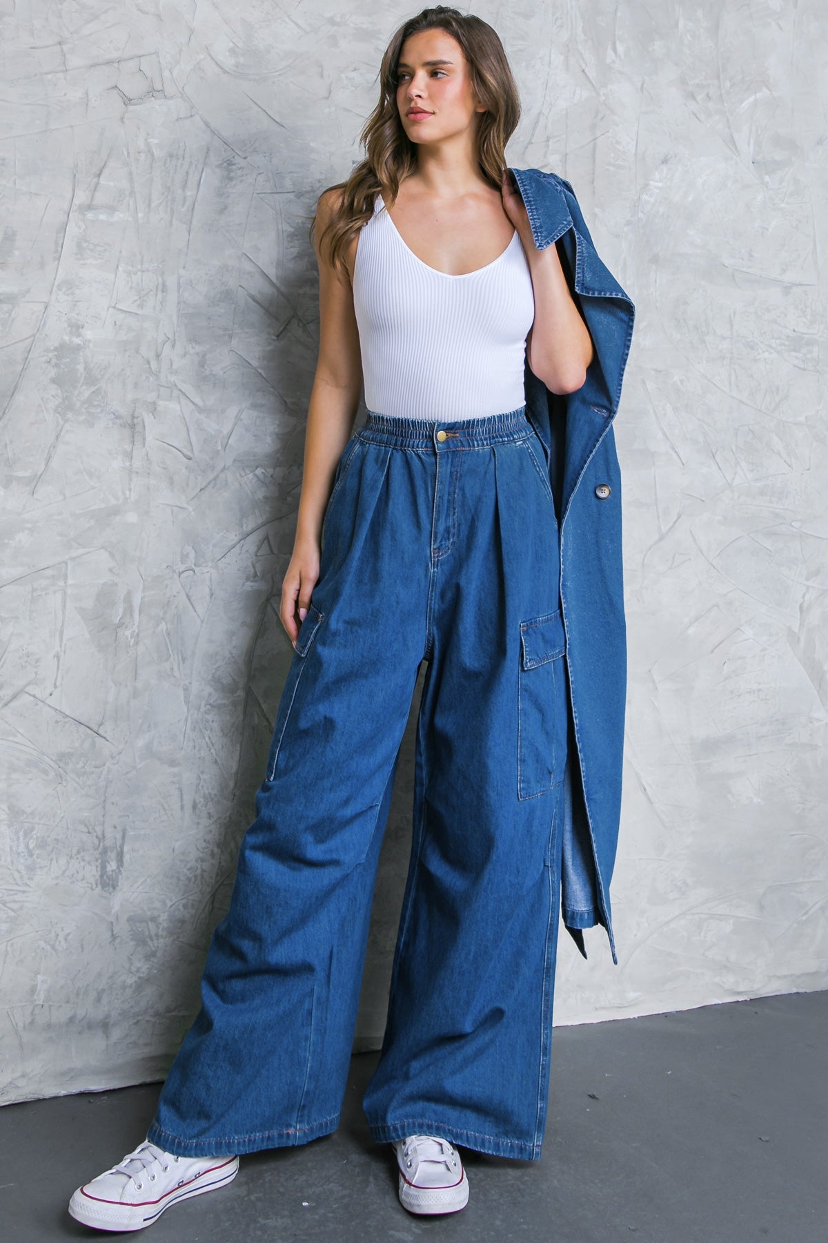 ALL THE BUZZ Washed Denim Pants for Women - Vintage High Waisted Distressed Jeans | Perfect for Casual Wear, Street Style & Everyday Outfits