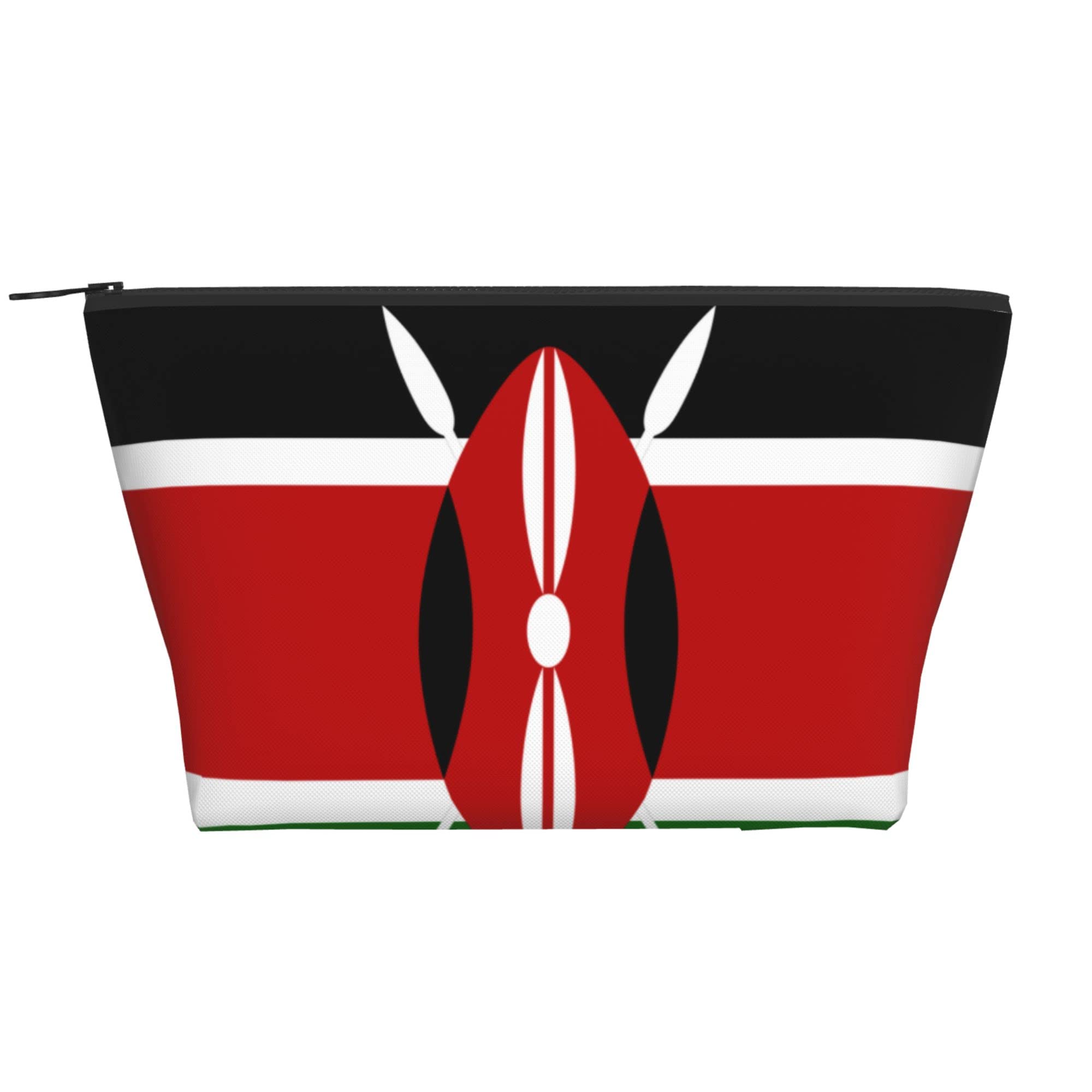 Kenya Flag Zippered Water Resistant Cosmetic Makeup Bag - Durable Oxford Cloth Travel Organizer Pouch for Men & Women - Perfect for Daily Storage, Travel Essentials, Pencils & Toiletries