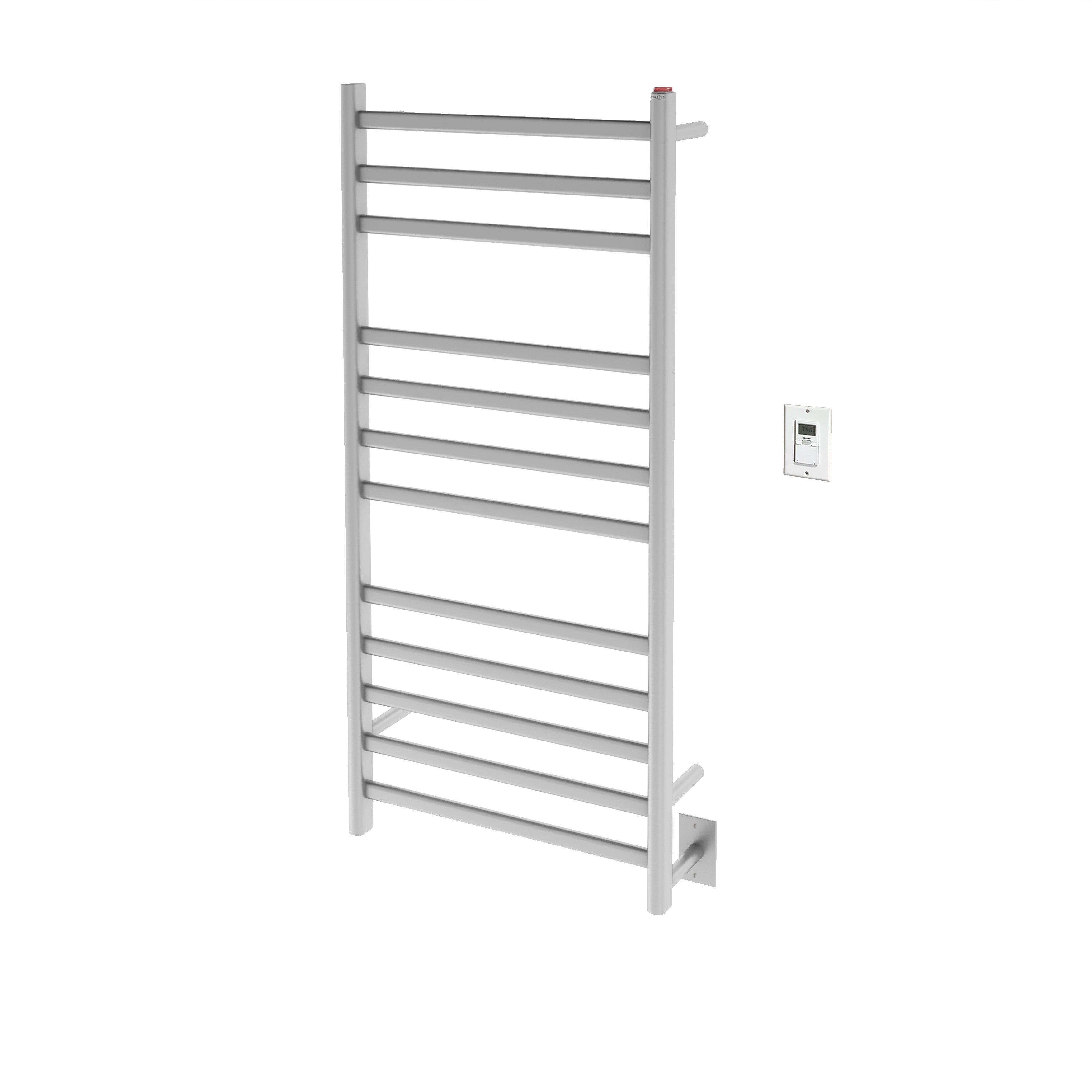 Prima Dual XL 12 Bar Hardwired & Plug-in Stainless Steel Towel Warmer with Timer - Premium Bathroom Heated Towel Rack for Spa, Luxury Hotels and Home Use