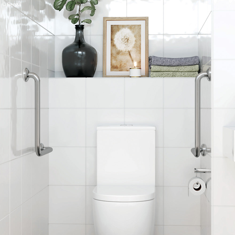 Fienza Care GRAB4545 90 Degree Stainless Steel Grab Rail 450x450mm - Bathroom Safety Handle for Elderly & Disabled, ADA Compliant Shower & Toilet Support Bar