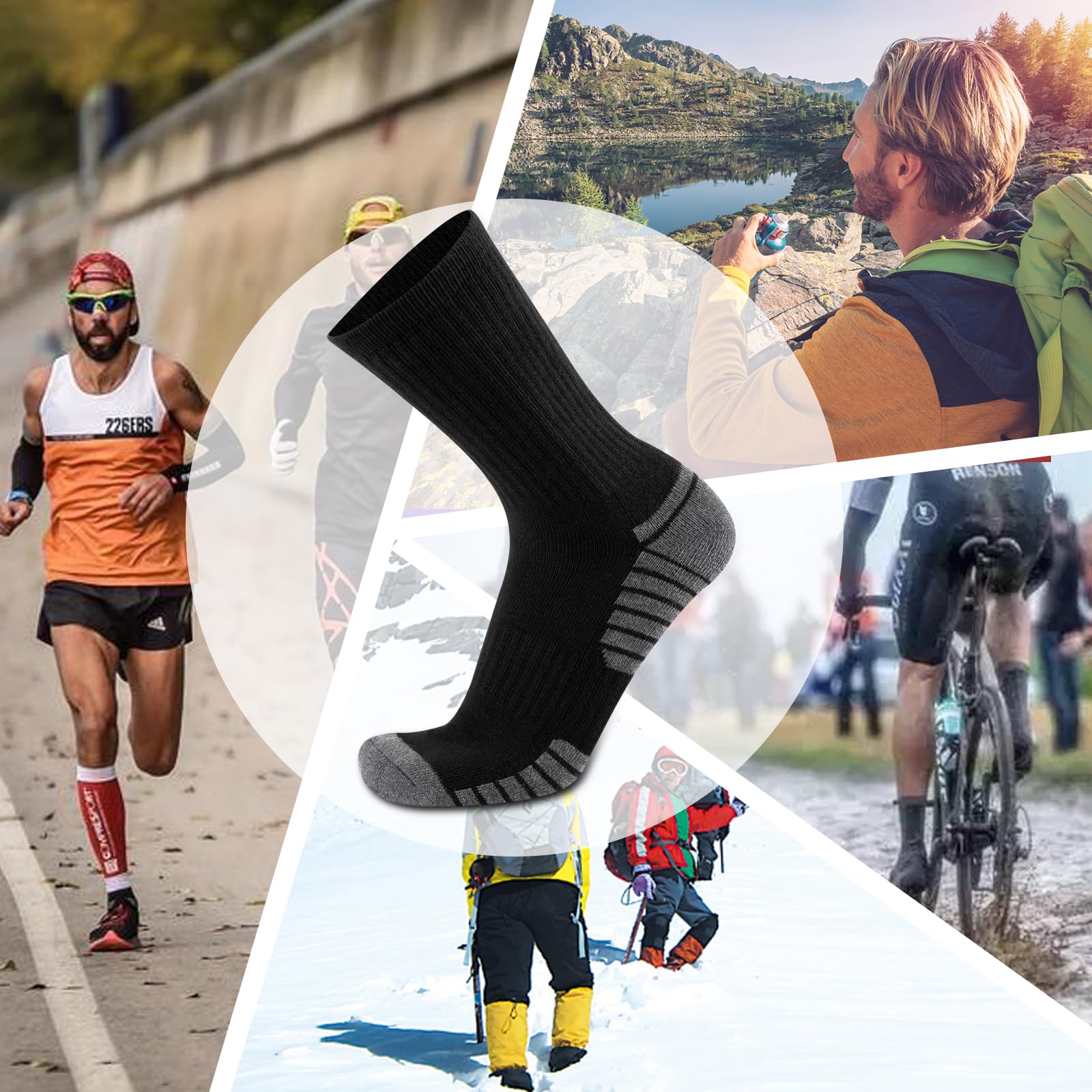 COOVAN 8 Pairs Men's Athletic Crew Socks - Moisture Wicking Cushioned Work Socks for Running, Hiking & Gym - 8 Pack Breathable Comfort Socks for Daily Wear & Sports Activities