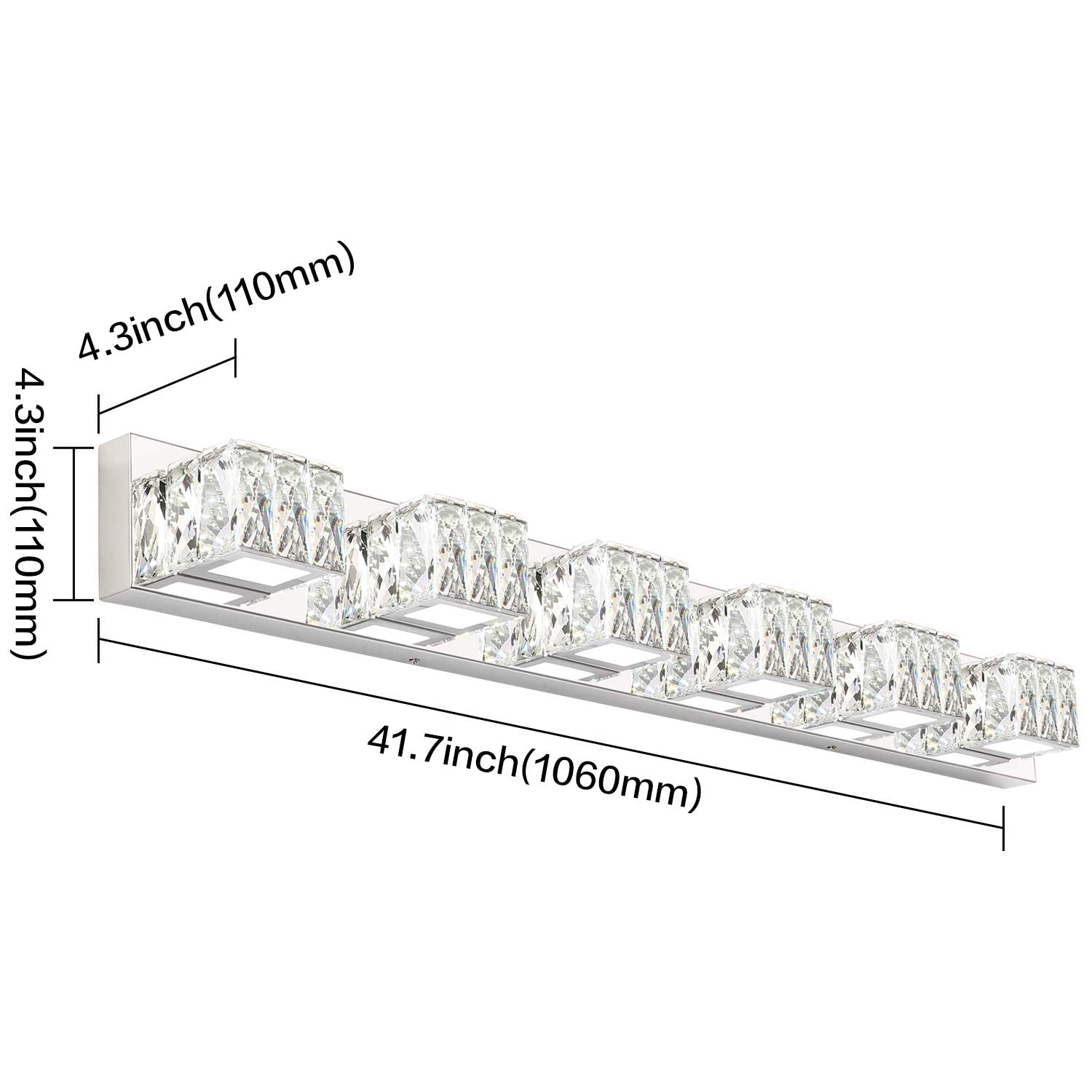 ZUZITO 6-Light & 4-Light Modern Crystal Bathroom Vanity Lighting Set - Stainless Steel Chrome Finish - Perfect for Bathroom Mirror Illumination & Home Decor