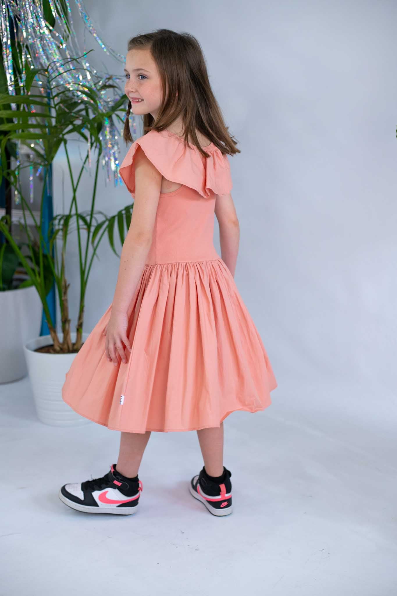 Christal Muted Rose Toddler Girl Dress - Soft Pink Floral Party Dress for Baby Girls, Perfect for Birthday Parties, Photoshoots & Special Occasions
