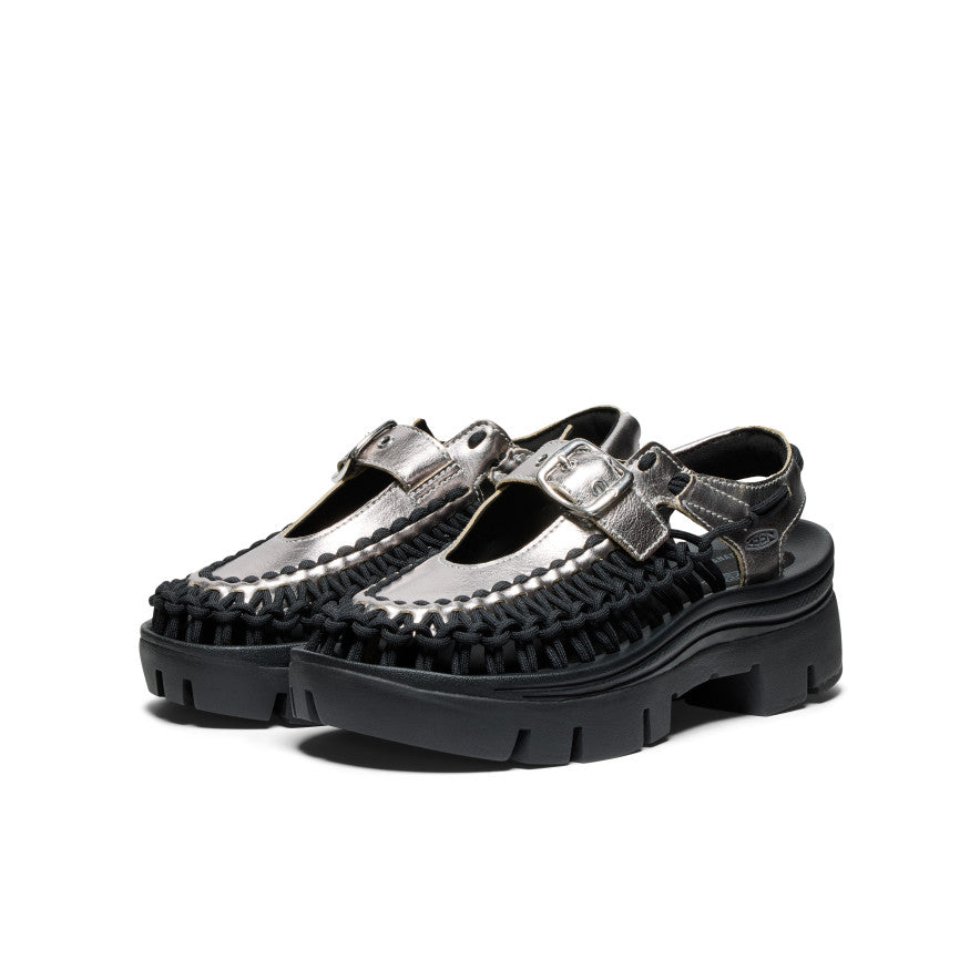 Unisex UNEEK PLT Mary Jane Sneakers - Silver & Black | Comfortable Casual Shoes for Walking, Work & Everyday Wear