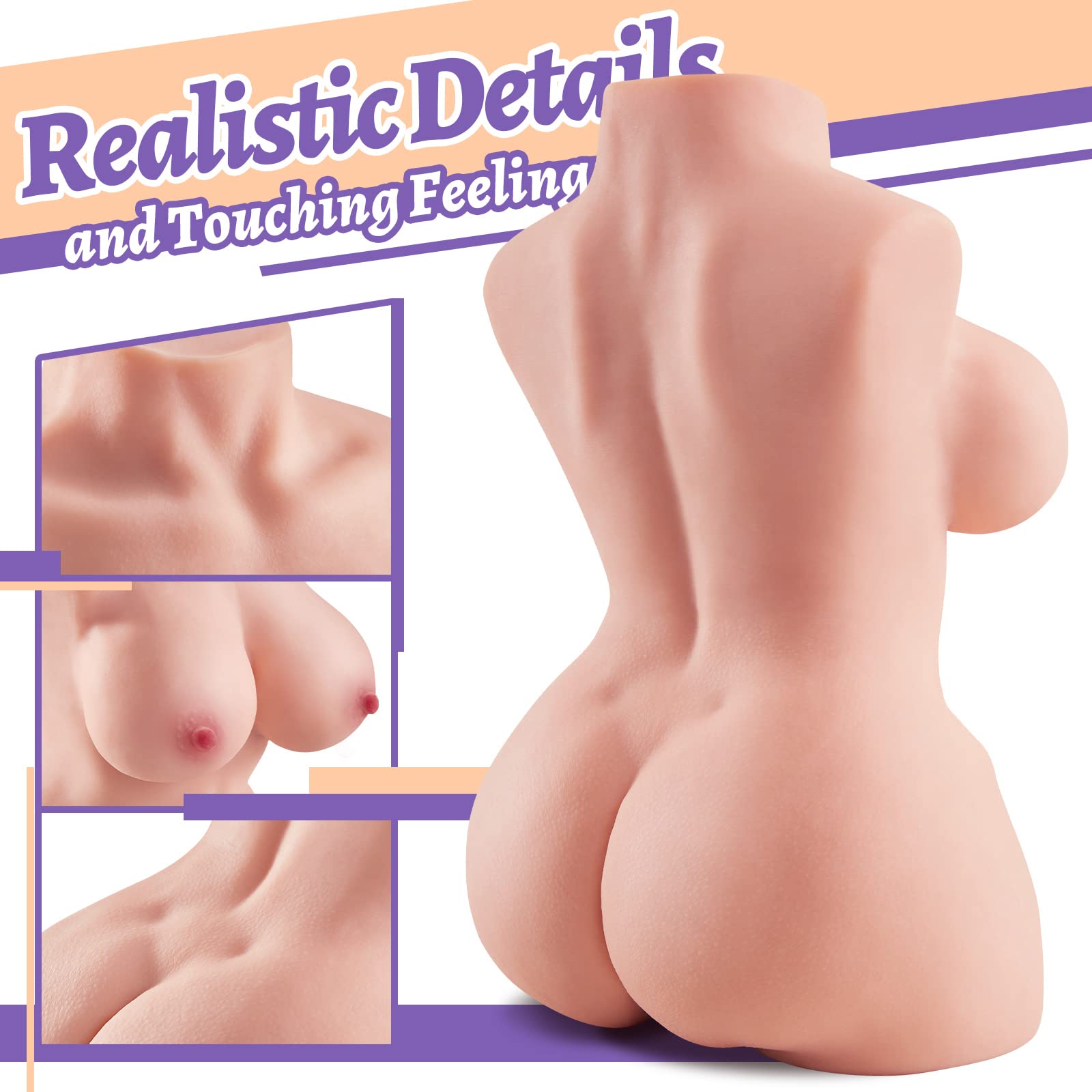 Realistic 11LB Male Masturbator Sex Doll with Torso & Large Breasts - Lifelike Vagina Anal & Breast Stimulation Toy for Men | Perfect for Solo Play, Couples Exploration & Discreet Pleasure at Home
