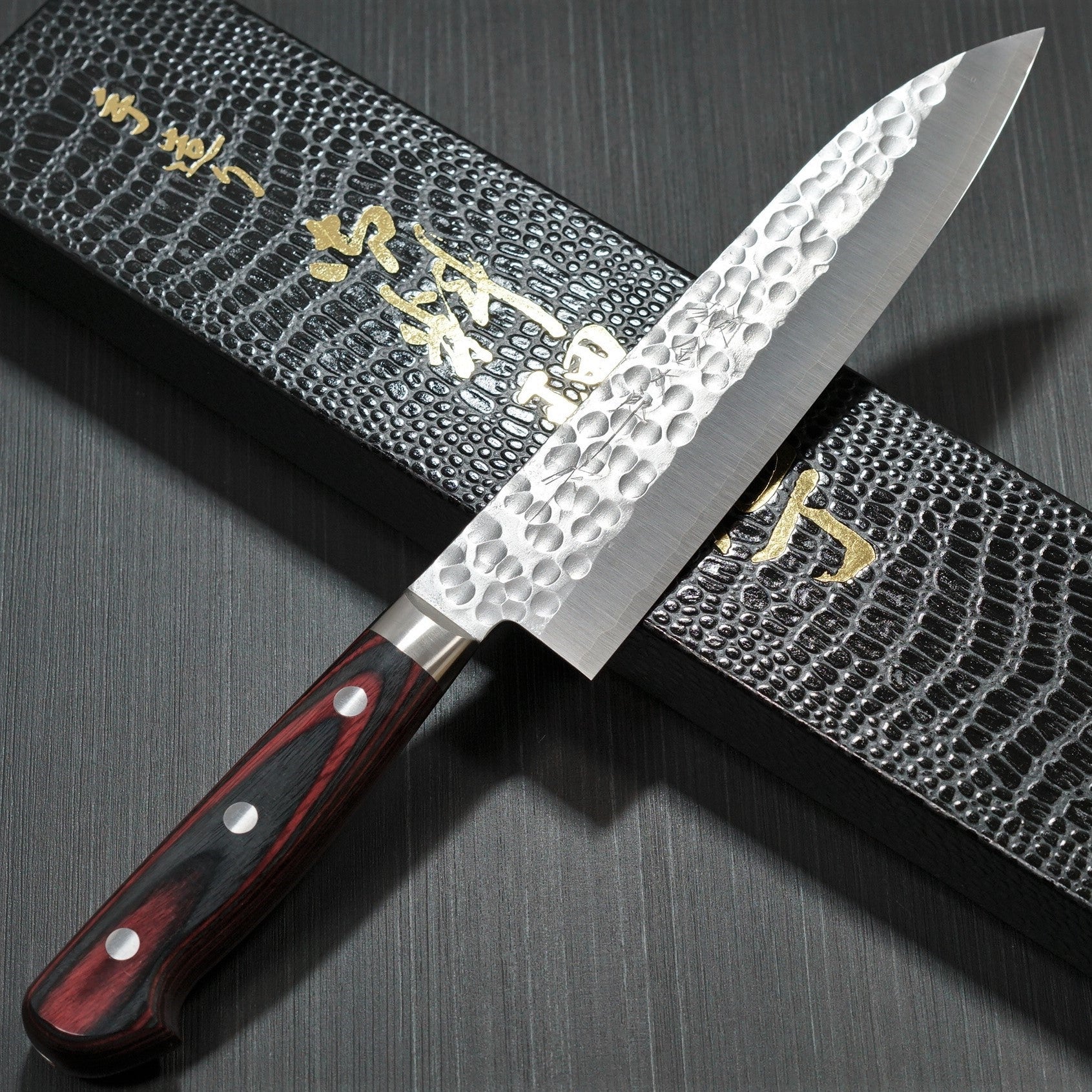 Premium Yoshimi Kato SG2 Hammered Gyuto Chef Knife 180mm - Japanese Damascus Steel Kitchen Knife with Red Pakkawood Handle - Perfect for Sushi, Meat Cutting & Professional Cooking