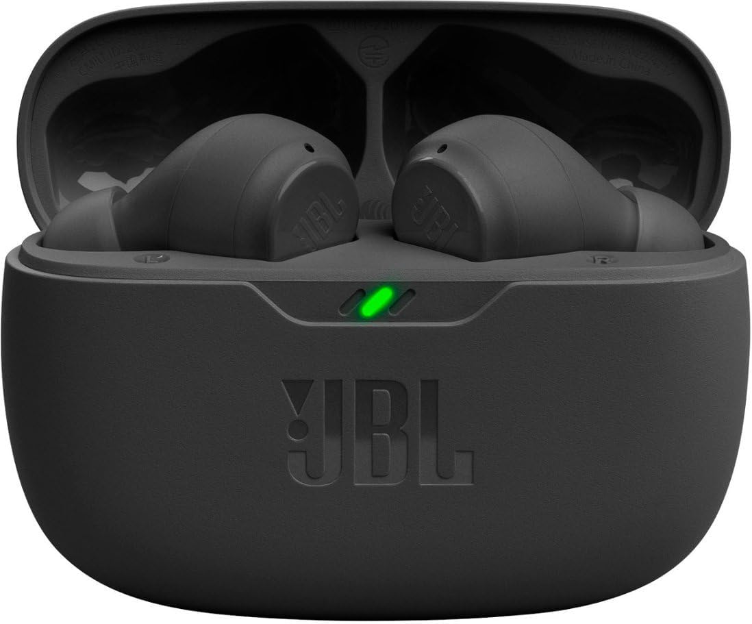 JBL Vibe Beam True Wireless Bluetooth Earbuds - Black (Renewed Like New) | Noise Cancelling, 32H Playtime, IP54 Waterproof for Gym, Running & Travel