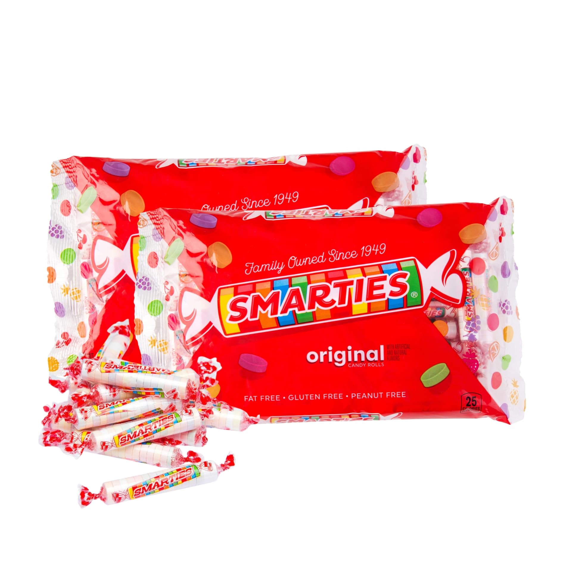 Smarties Candy Bulk Rolls - Gluten Free, Vegan, Peanut Free & Allergen Free Assorted Flavor Treats | Individually Wrapped Delicious Snacks - 14 oz Pack of 2 for Parties, Halloween, Office & School Events