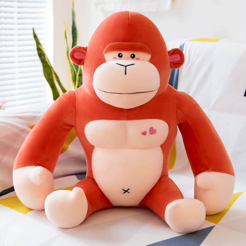 Adorable Buffed Muscular Gorilla Plush Toy - Soft Stuffed Animal for Kids Room Decor, Gym Motivation Gift & Cute Collectible