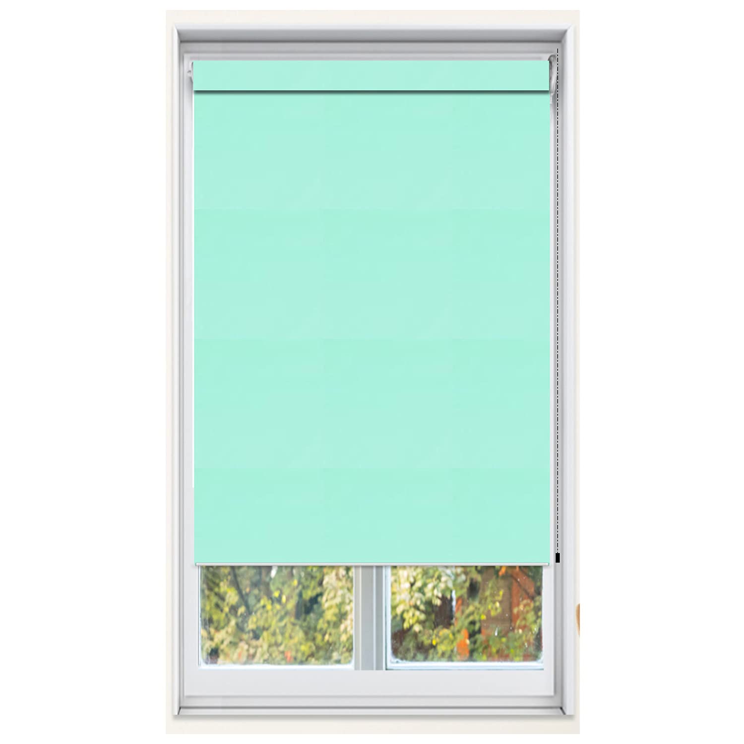Custom 22x36 Blackout Roller Window Shade with Solid Valance - Aqua Pastel Color for Bedroom & Nursery | ShadePix by WindowPix | Noise Reducing & Light Blocking Window Treatment for Better Sleep