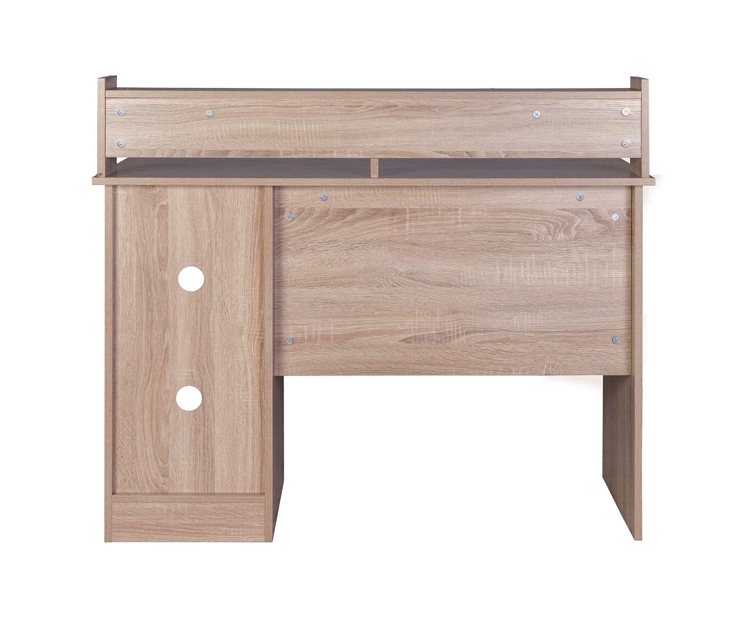 OneSpace Essential Computer Desk with Hutch and Pull-Out Keyboard - Light Oak Finish for Home Office, Study & Small Spaces