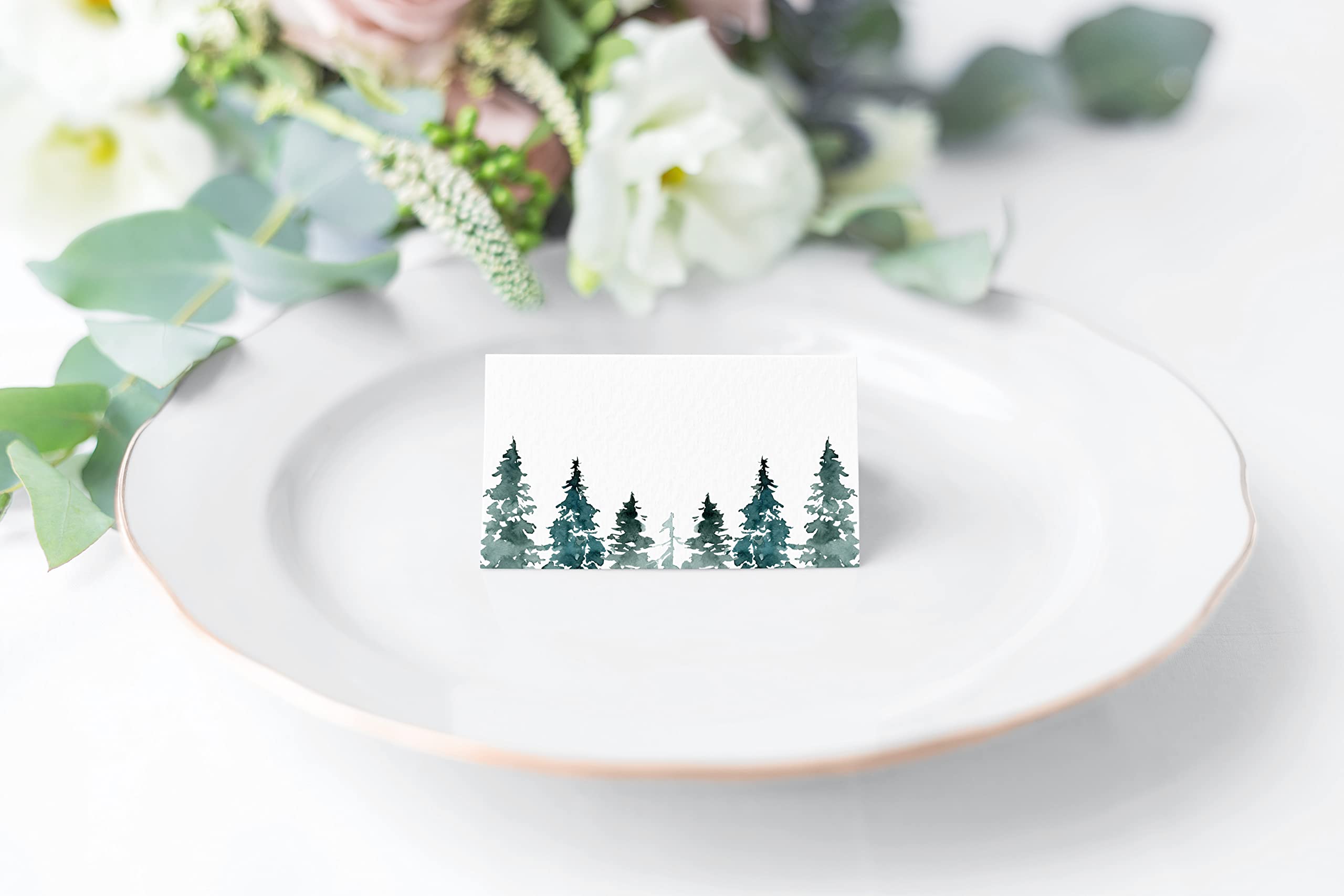 Rustic Pines Place Cards - Pack of 100 Wedding Seating Name Cards, 2.5 x 3 Inches, Pre-Scored & Ready to Use - Perfect for Weddings, Parties, and Special Events