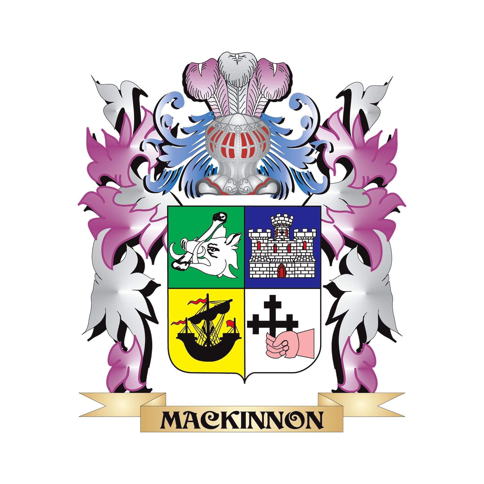 Mackinnon Coat of Arms Family Crest Oval Sticker - Premium Car Bumper Decal for Vehicles, Laptops & Windows | Scottish Clan Heritage Gift for Men & Women
